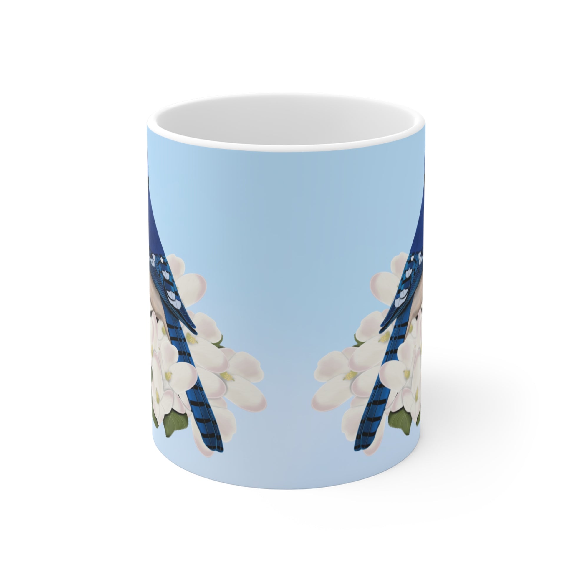 Blue Jay Apple Spring Blossoms Bird Ceramic Mug 11oz - jz.birds