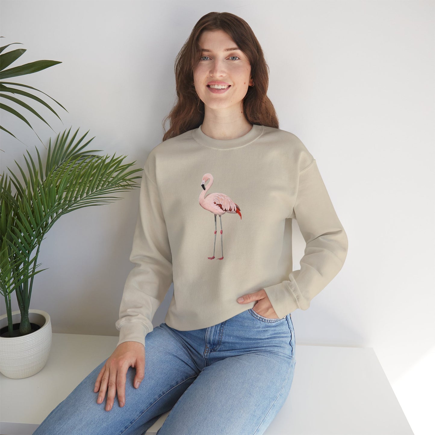 Flamingo Bird Watcher Biologist Crewneck Sweatshirt