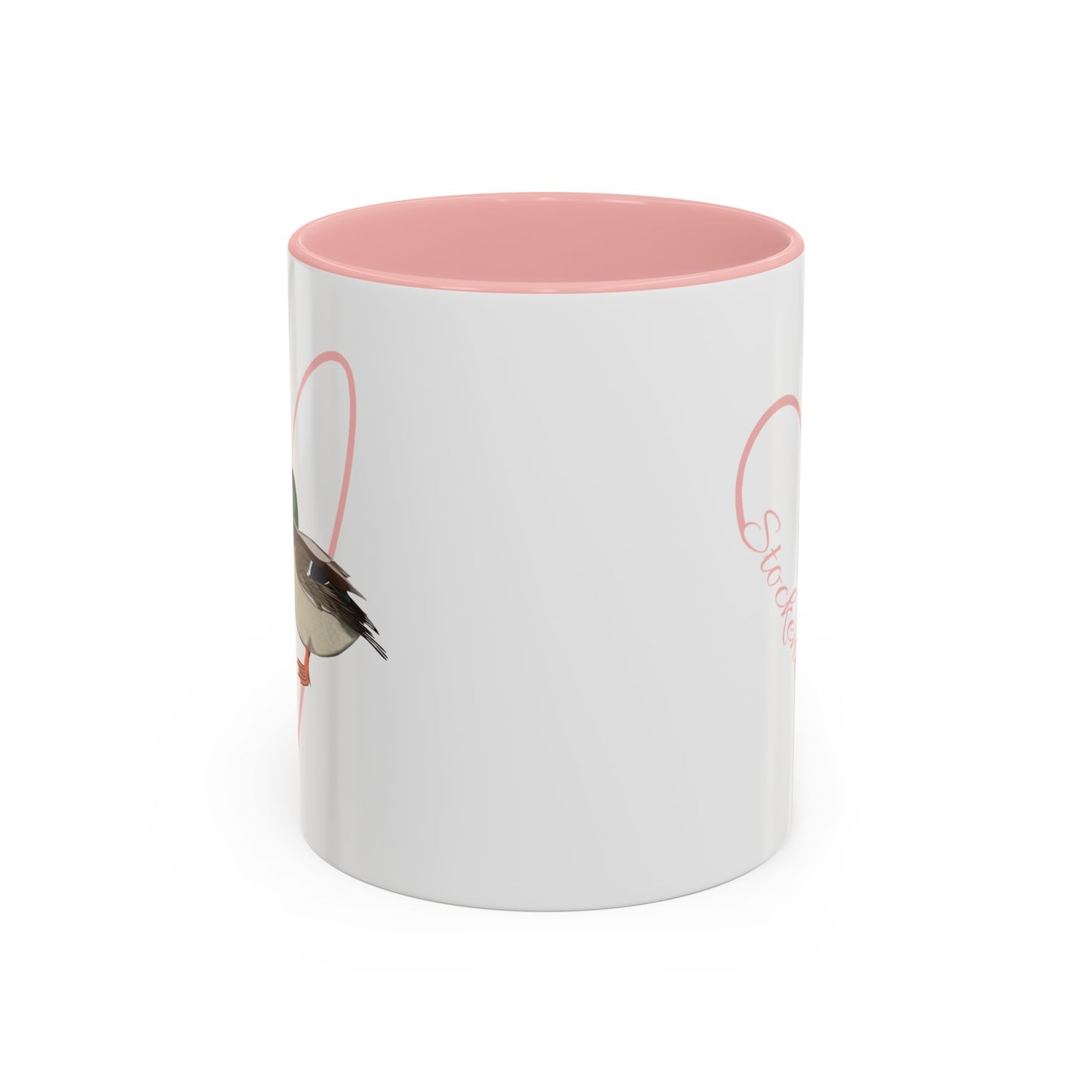 Stockente mit Herz Singvogel Vogel Tasse Weiß Rosa