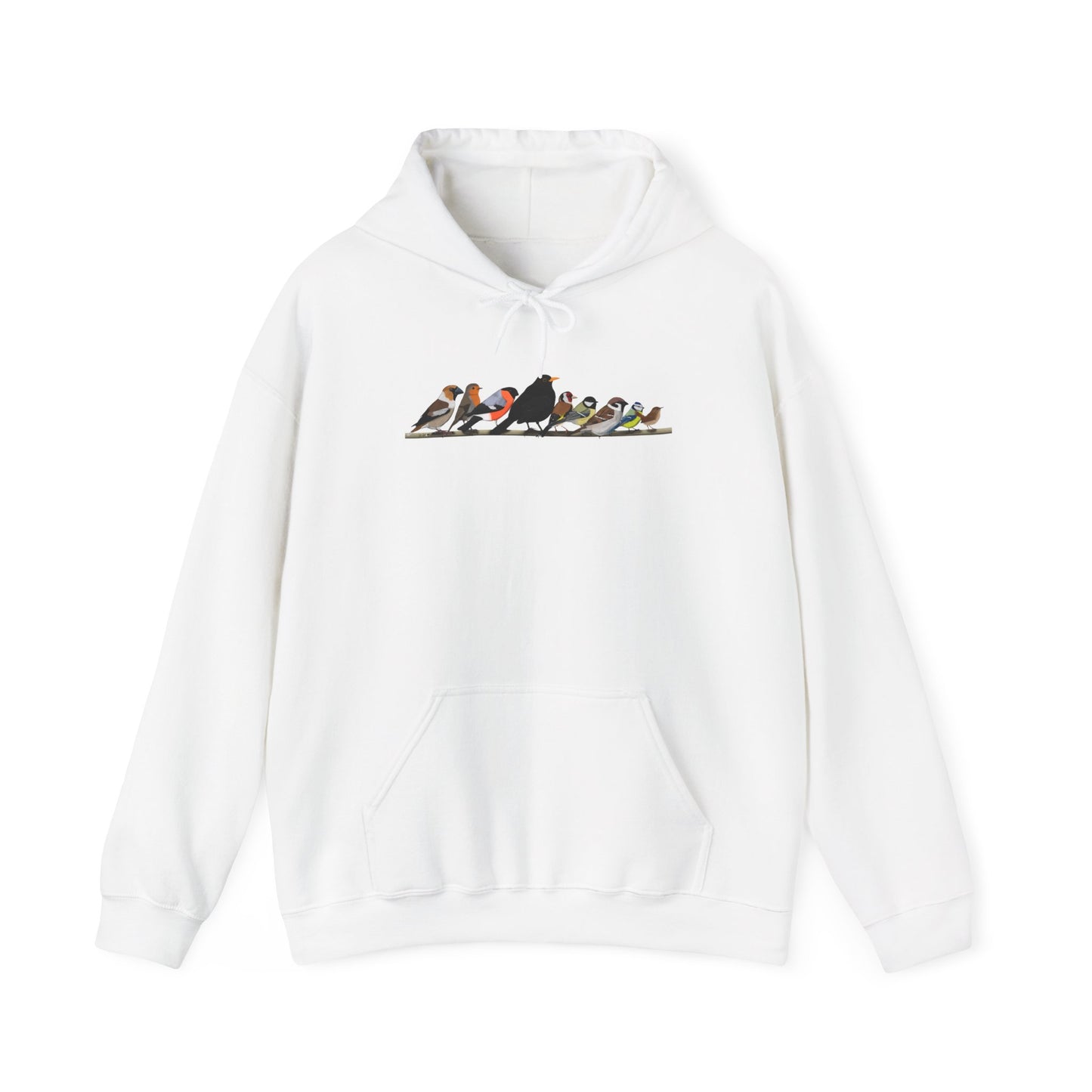 Vögel auf einem Ast Hoodie - Amsel Rotkehlchen Kohlmeise Stieglitz Kapuzenpullover für Vogelbeobachter & Naturliebhaber