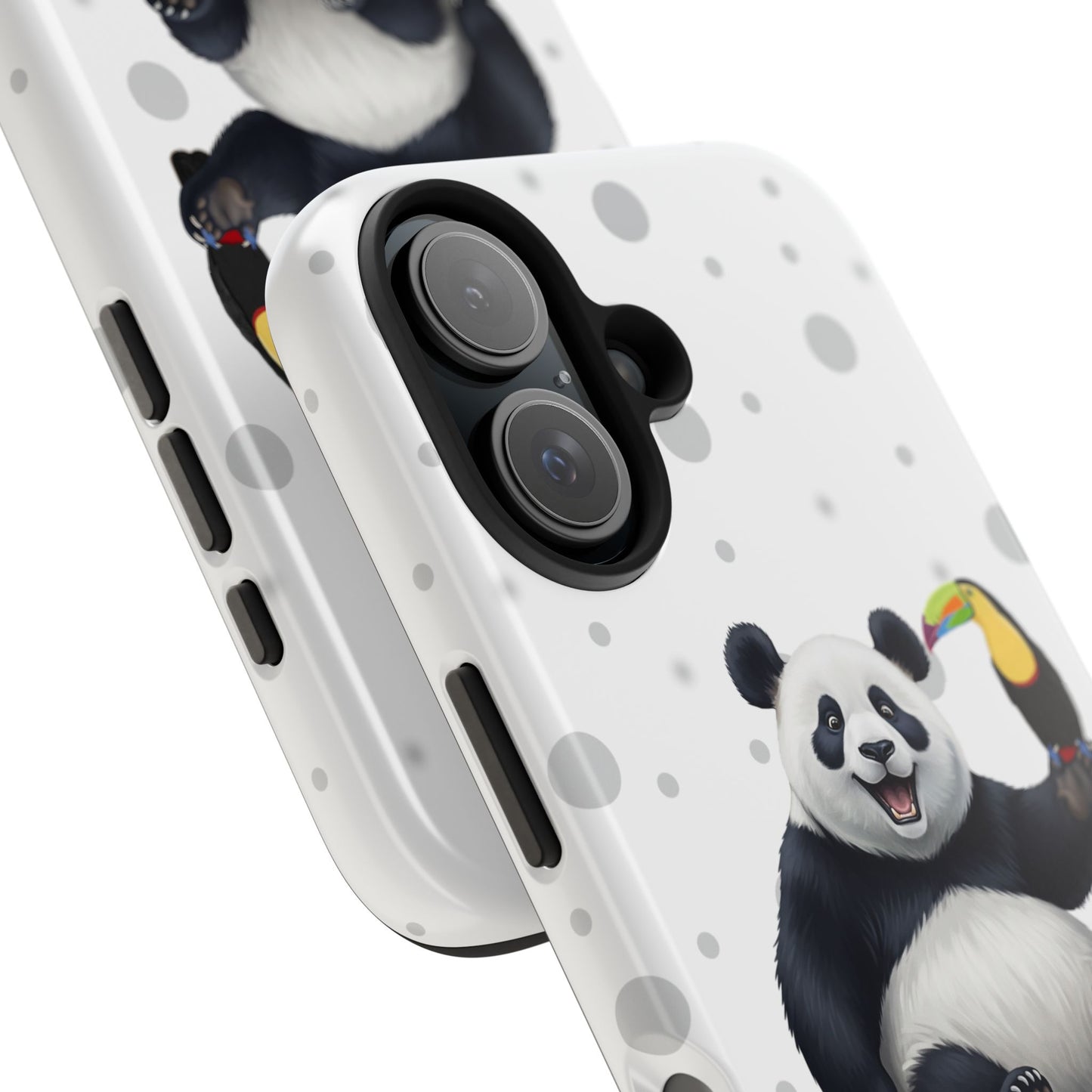 Cute Panda Bear with a Toucan Animal iPhone Case - Dual-Layer PC/TPU Protective Cover for iPhone
