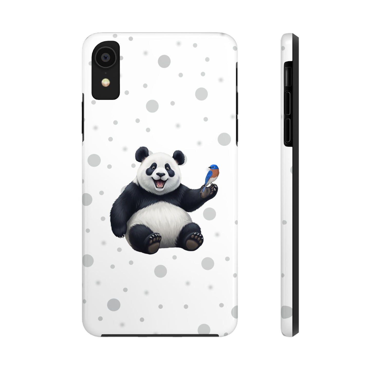 Cute Panda Bear with a Bluebird Animal iPhone Case - Dual-Layer PC/TPU Protective Cover for iPhone