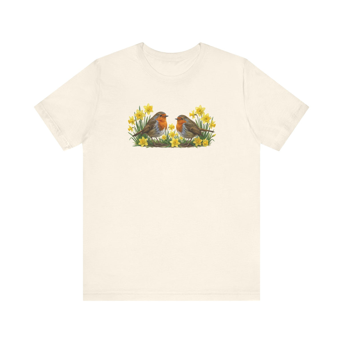 Rotkehlchen Vogel T-Shirt in Natural