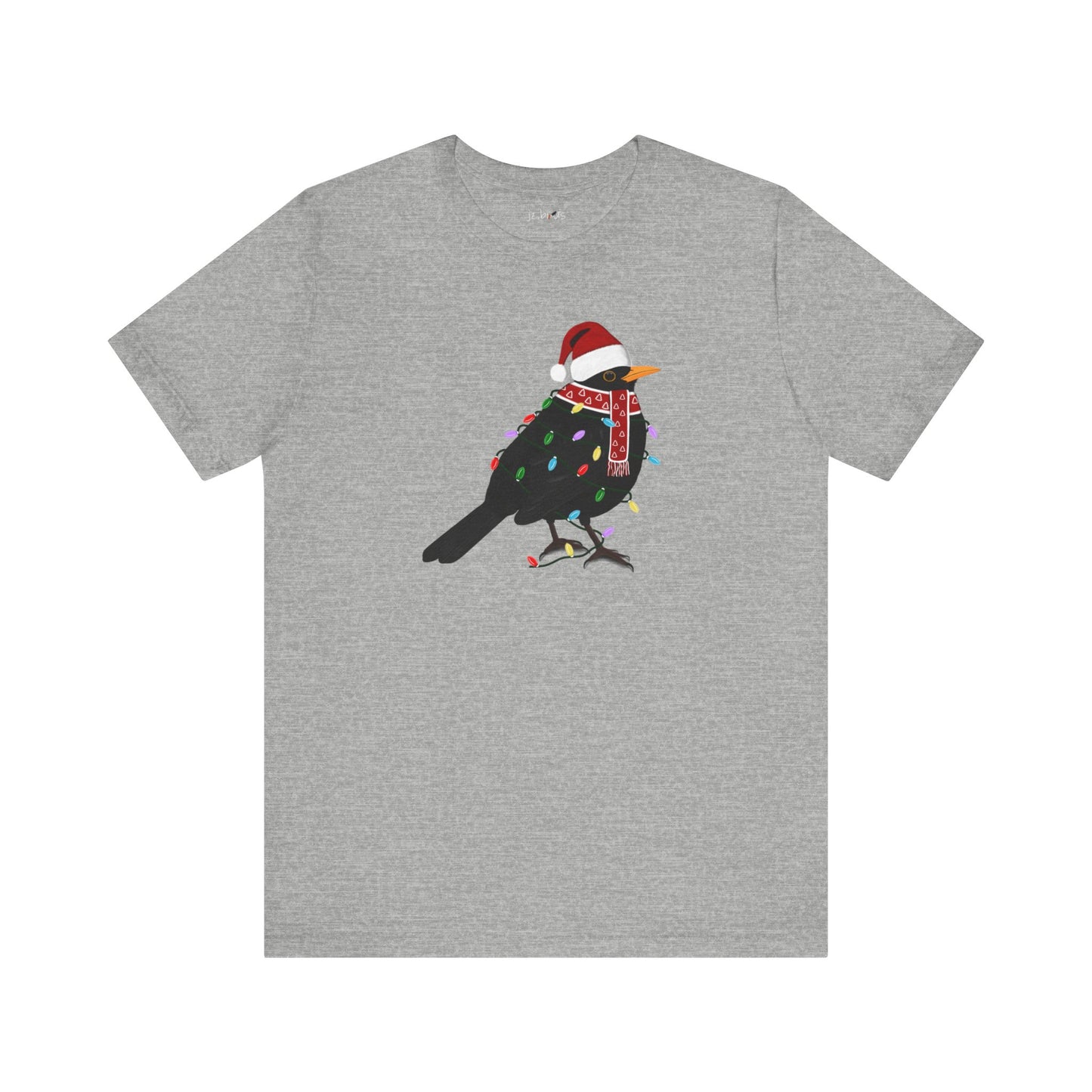 Blackbird with Fairy Lights Christmas Bird T-Shirt