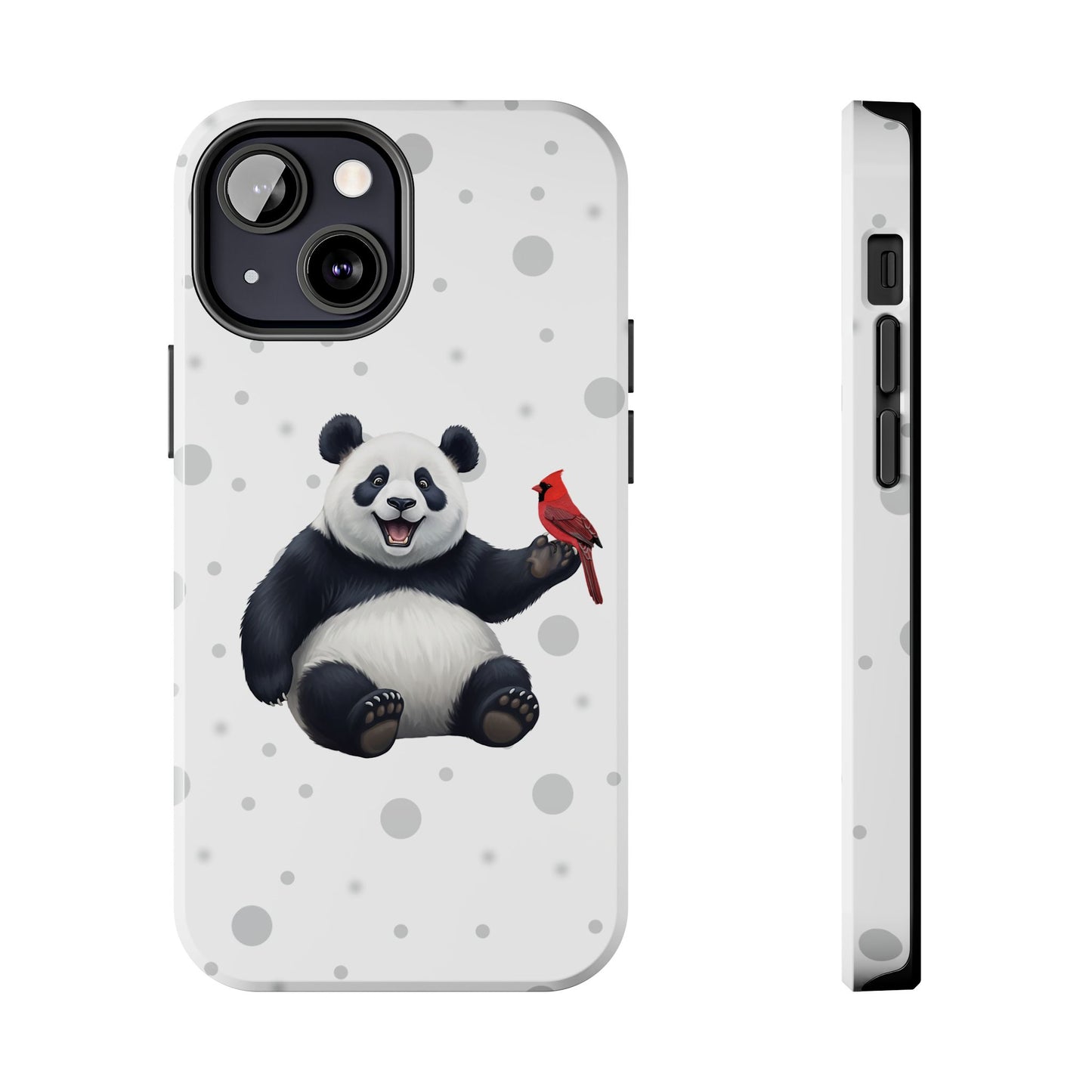 Cute Panda Bear with a Cardinal Animal iPhone Case - Dual-Layer PC/TPU Protective Cover for iPhone