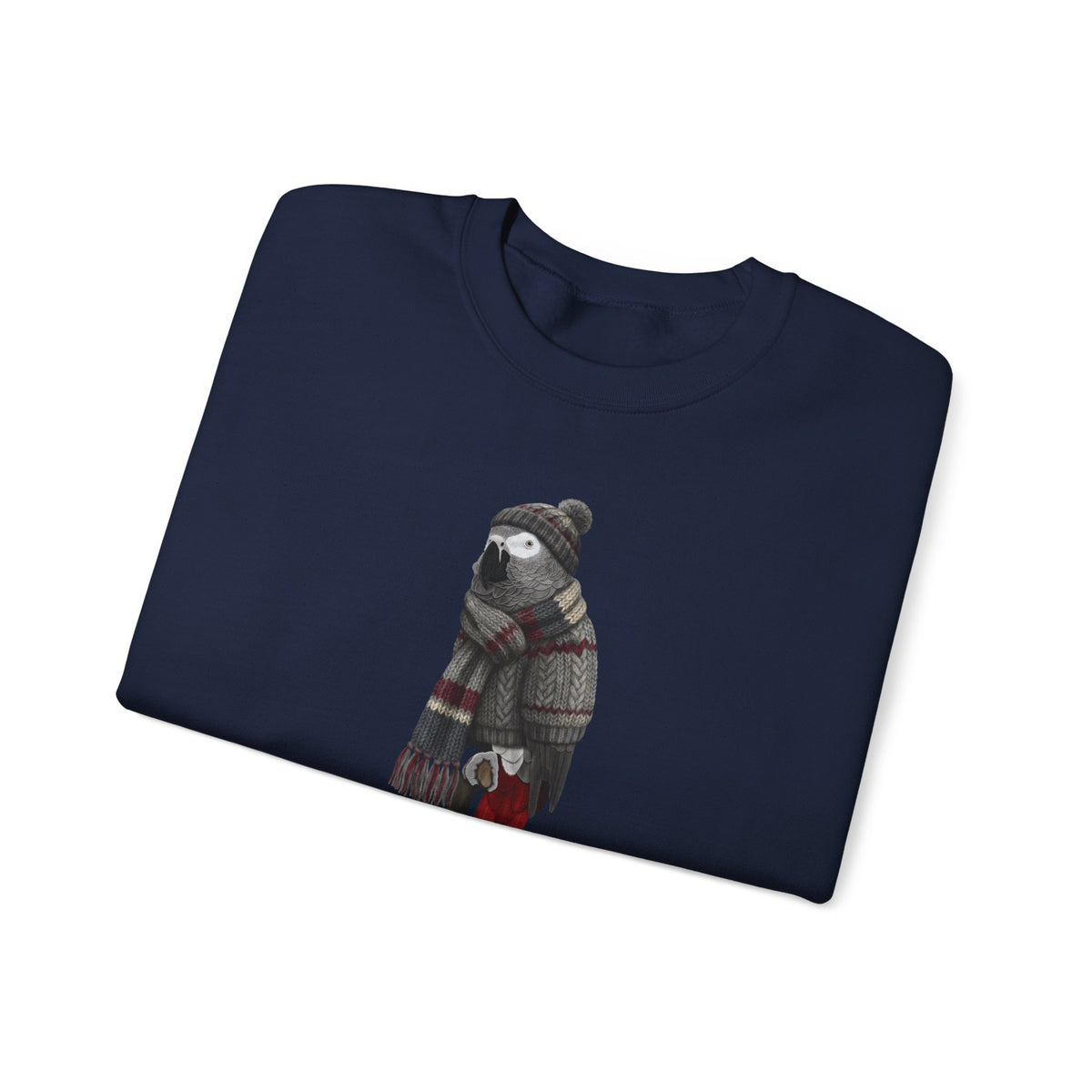 Grey Parrot Winter Sweatshirt | Bird Watcher Crewneck | Unisex Songbirds Wearing Knit Gift for Bird Lovers