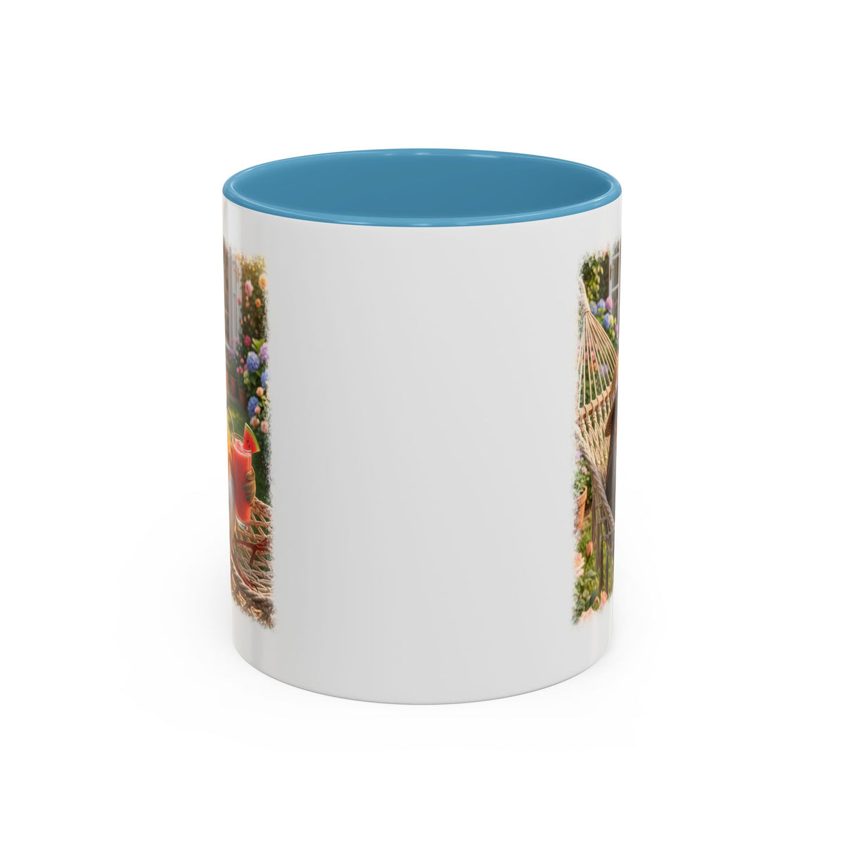 Tasse mit Rotkehlchen Motiv Rosi in der Hängematte für Vogelfreunde