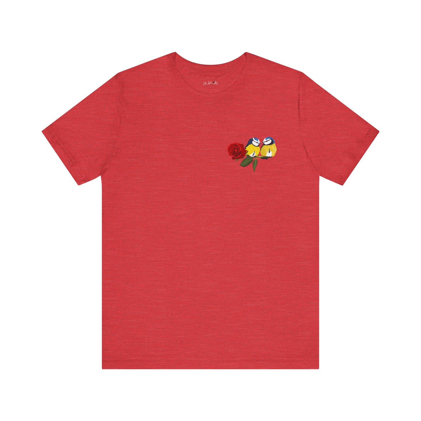 Valentine's Day Blue Titmice on Rose Unisex Tee