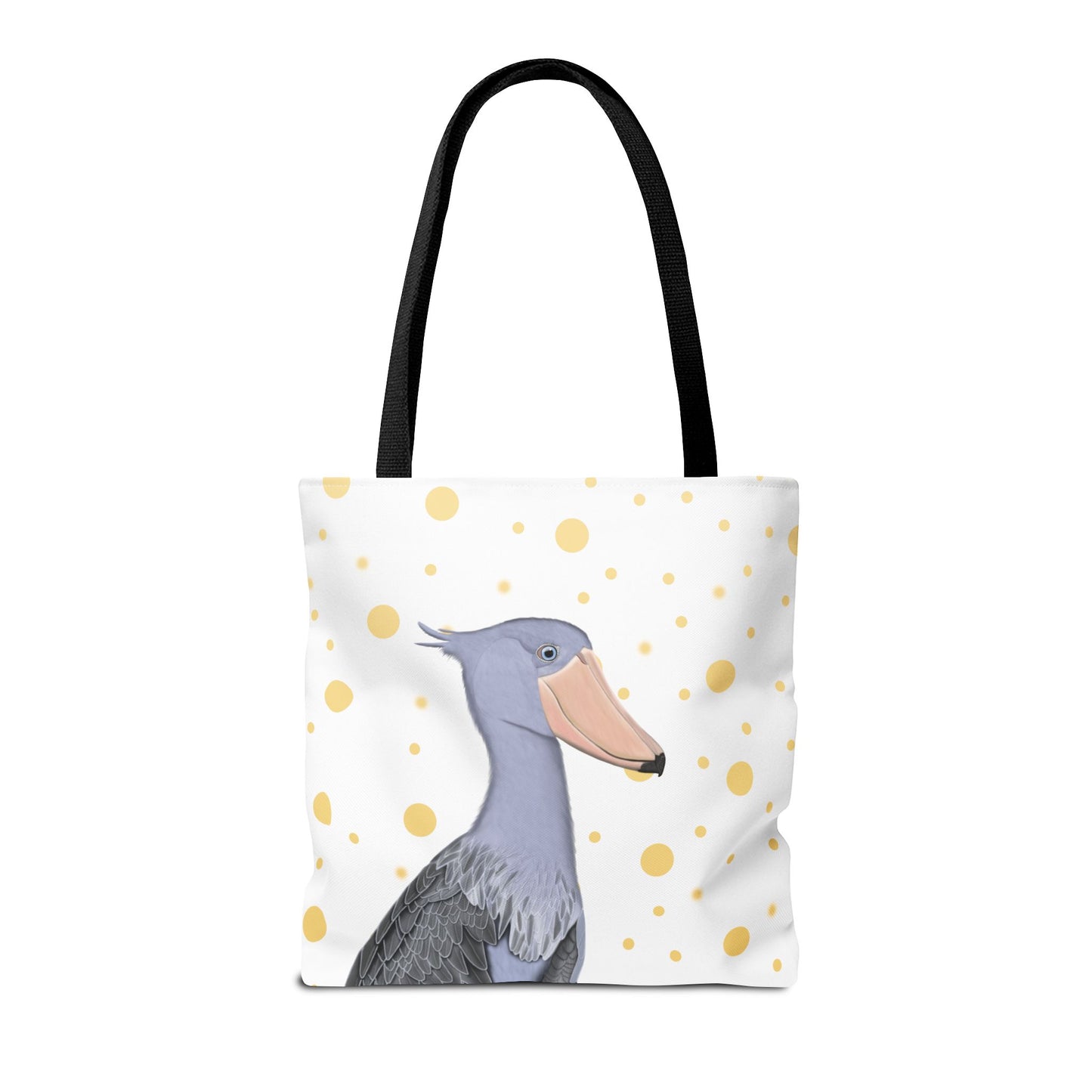 Schuhschnabel mit Goldenen Tragetasche – Accessories, All Over Print