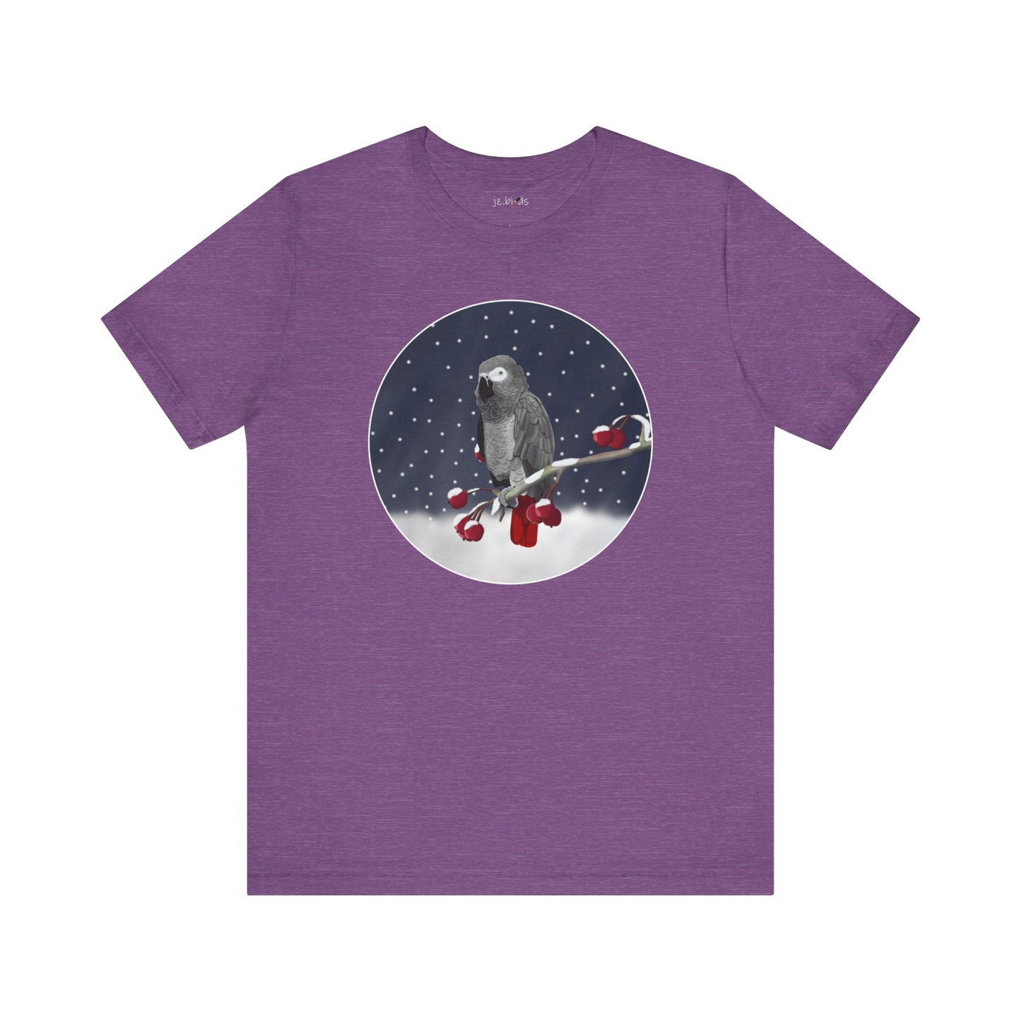Grey Parrot on a Winter Branch Birdwatcher Christmas Bird T-Shirt