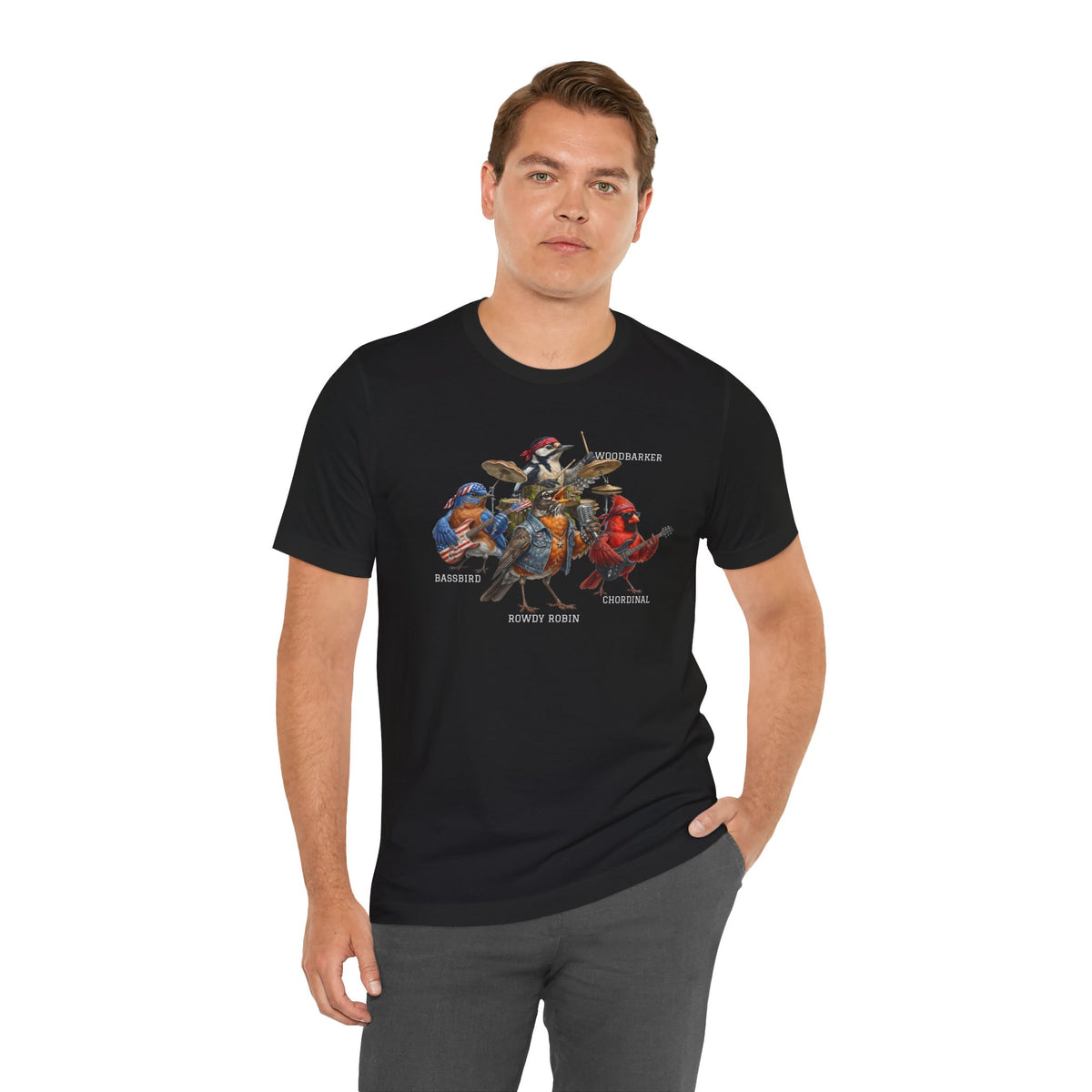 The Backyard Birds World Tour T-Shirt – Double-Sided Rock Band Tee Bluebird, Robin, Cardinal, Woodpecker – tshirt,