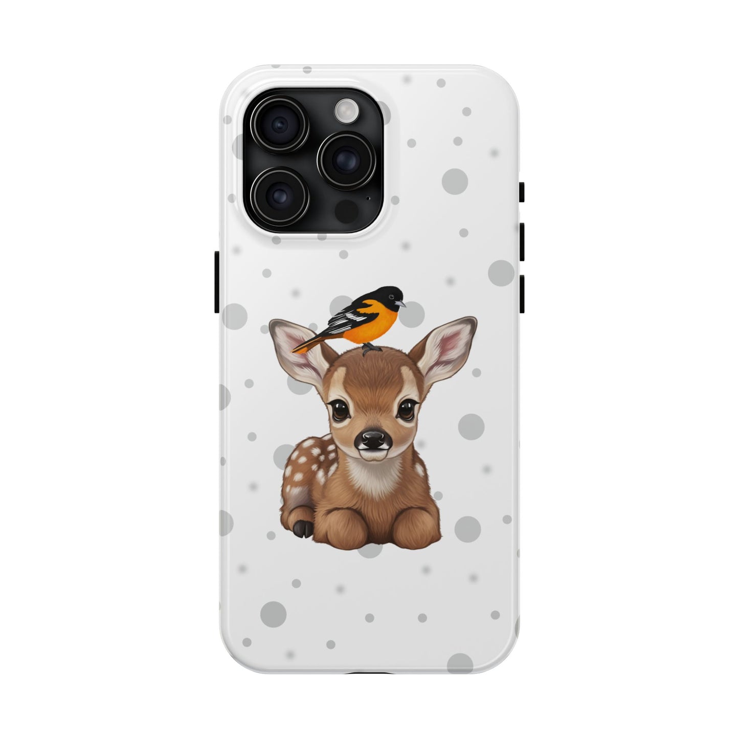 Cute Fawn with a Oriole Animal iPhone Case - Dual-Layer PC/TPU Protective Cover for iPhone