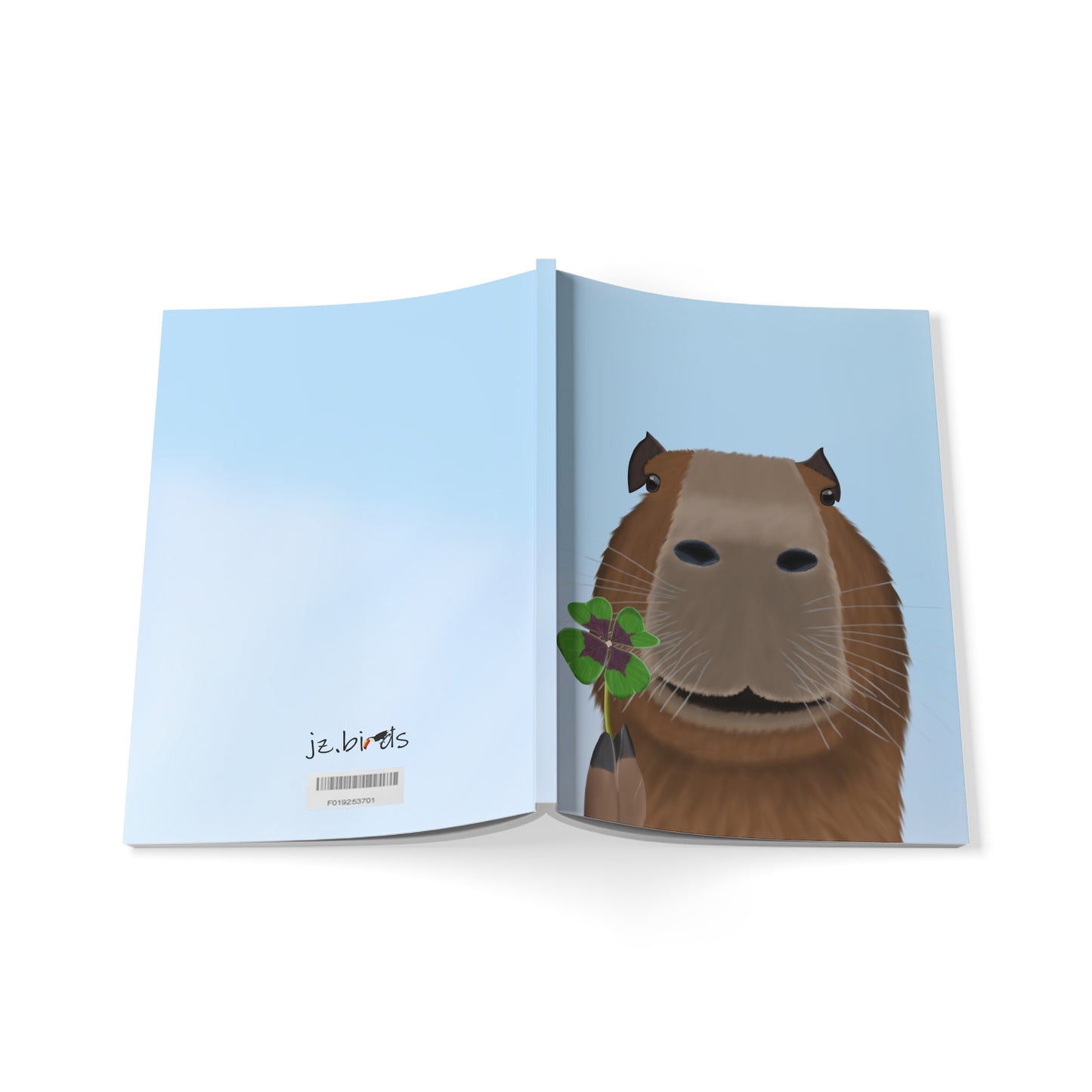 Capybara mit Glücksklee A5 Softcover Notizbuch 150 Seiten Liniert
