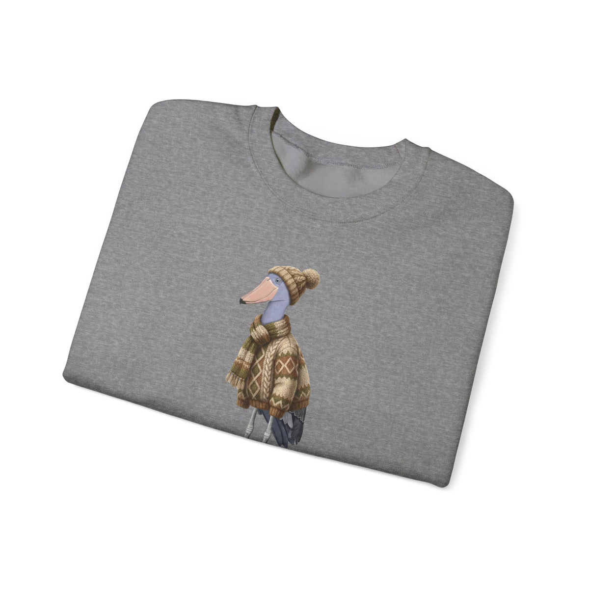 Shoebill Winter Sweatshirt | Bird Watcher Crewneck | Unisex Songbirds Wearing Knit Gift for Bird Lovers