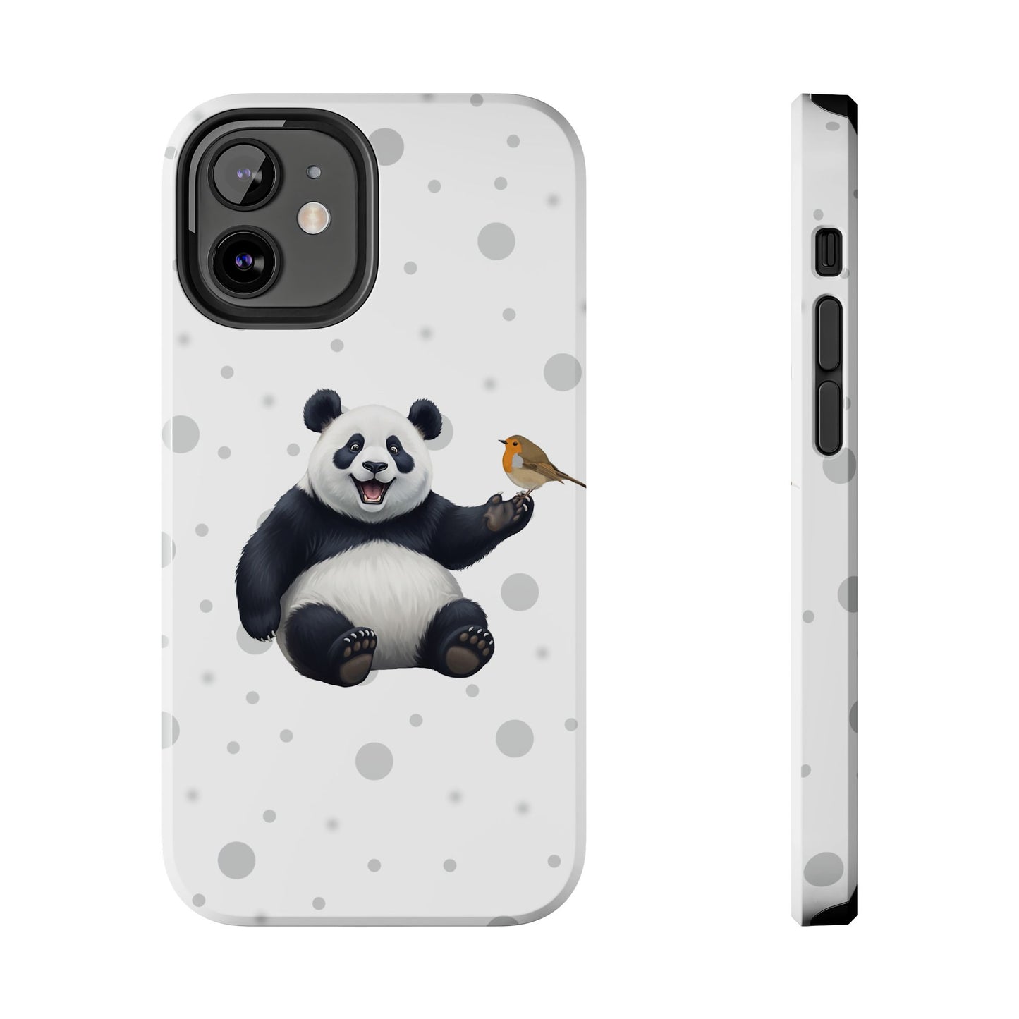 Cute Panda Bear with European Robin Animal iPhone Case - Dual-Layer PC/TPU Protective Cover for iPhone