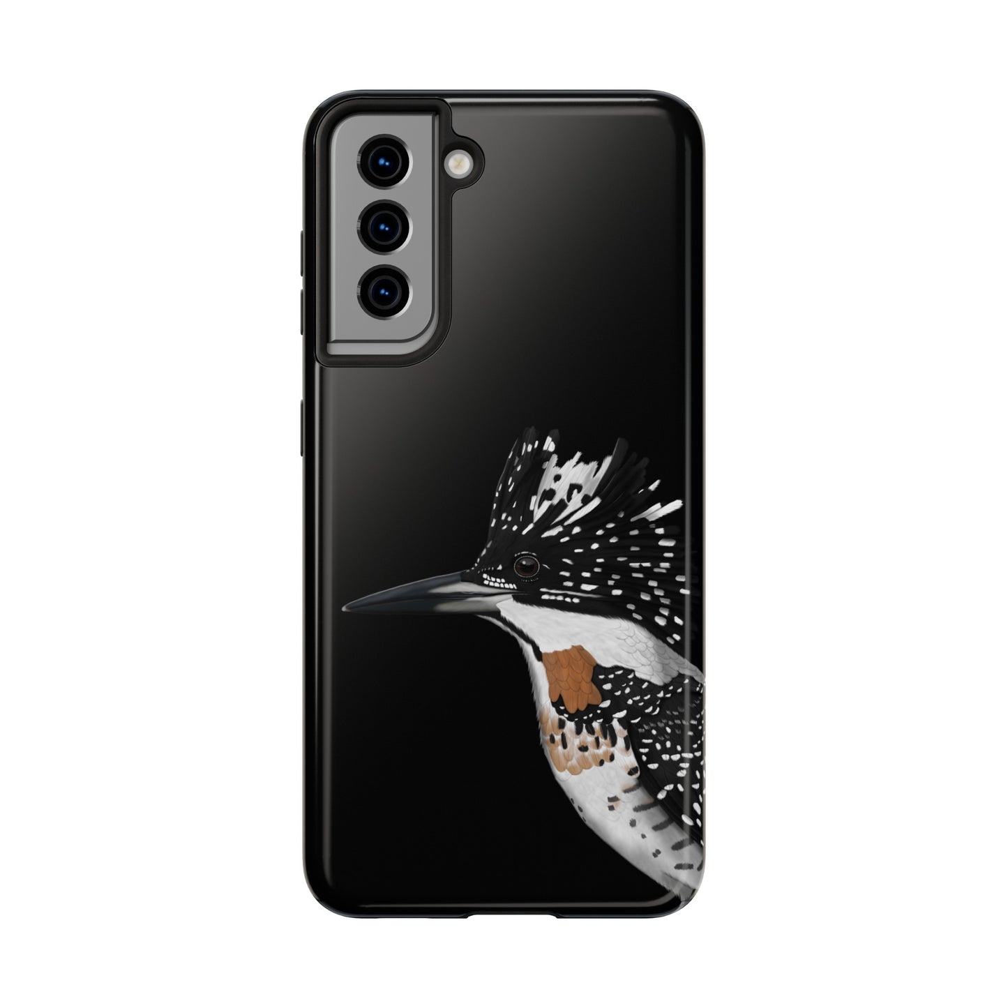 Crested Kingfisher Bird Art Tough Phone Case Black
