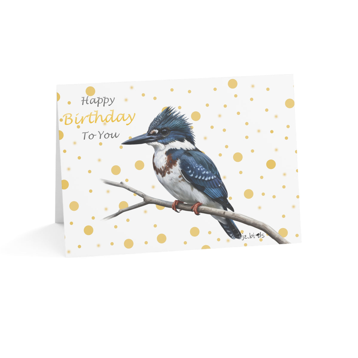 Belted Kingfisher Birthday Cards – Card – Premium Matte Bird Greeting