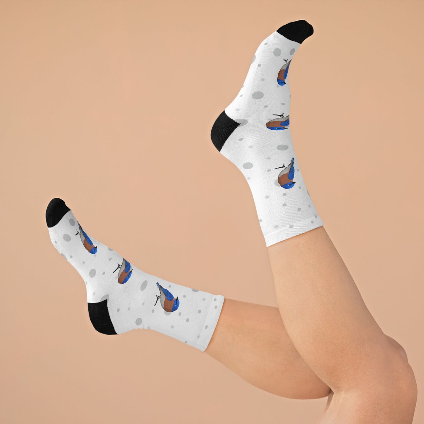 Bluebird Socks White Bird Socks for Bird Lovers One Size