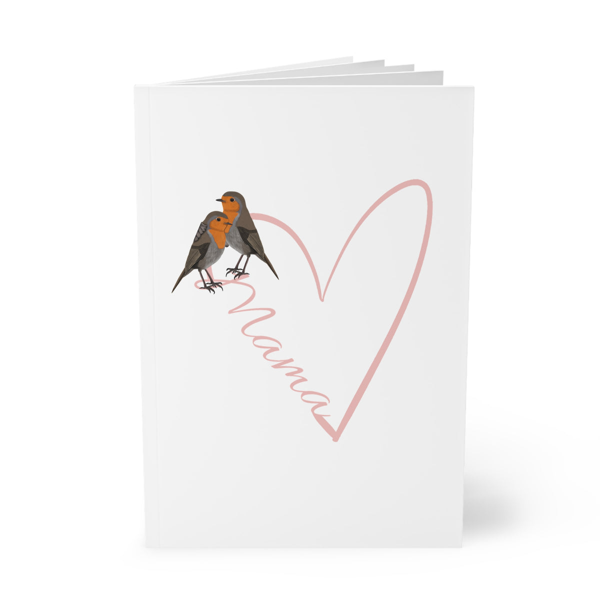 Rotkehlchen Paper products – mit rosa Herz Mama Vogel Softcover Notizbuch 150 Seiten Liniert zum Muttertag