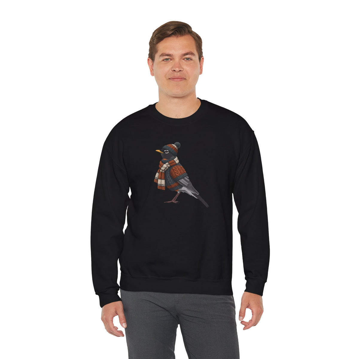 American Robin Winter Sweatshirt | Bird Watcher Crewneck | Unisex Songbirds Wearing Knit Gift for Bird Lovers