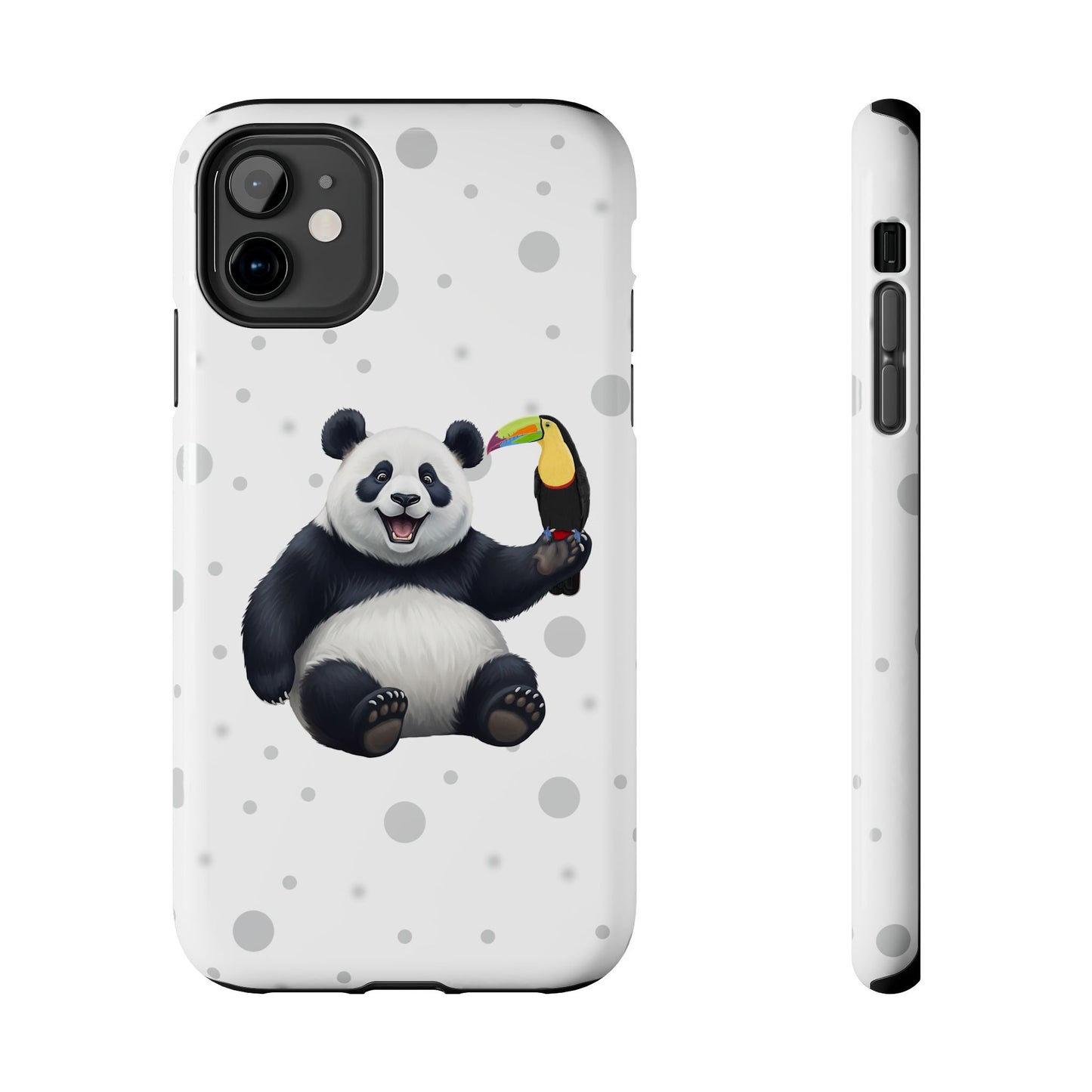 Cute Panda Bear with a Toucan Animal iPhone Case - Dual-Layer PC/TPU Protective Cover for iPhone