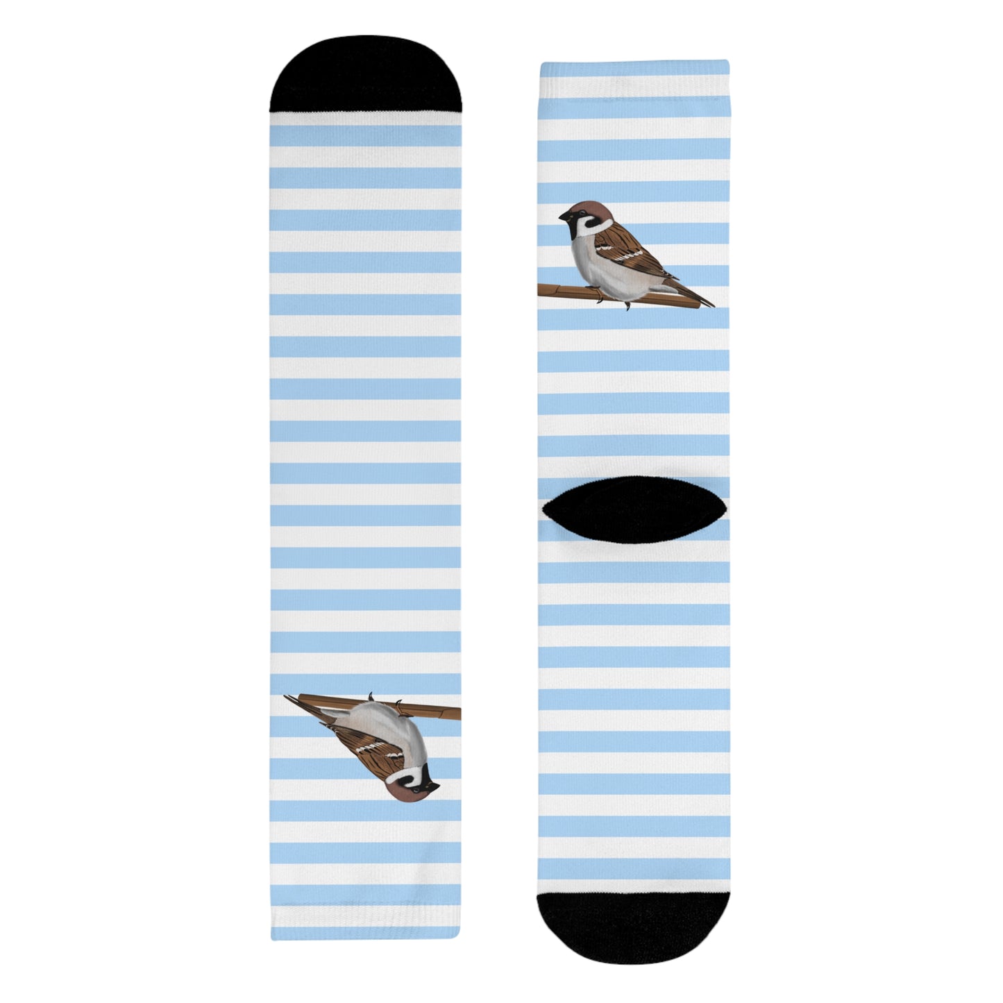 Feldsperling Vogel Socken mit Blau Weißen Streifen für Vogelfreunde & Vogelbeobachter