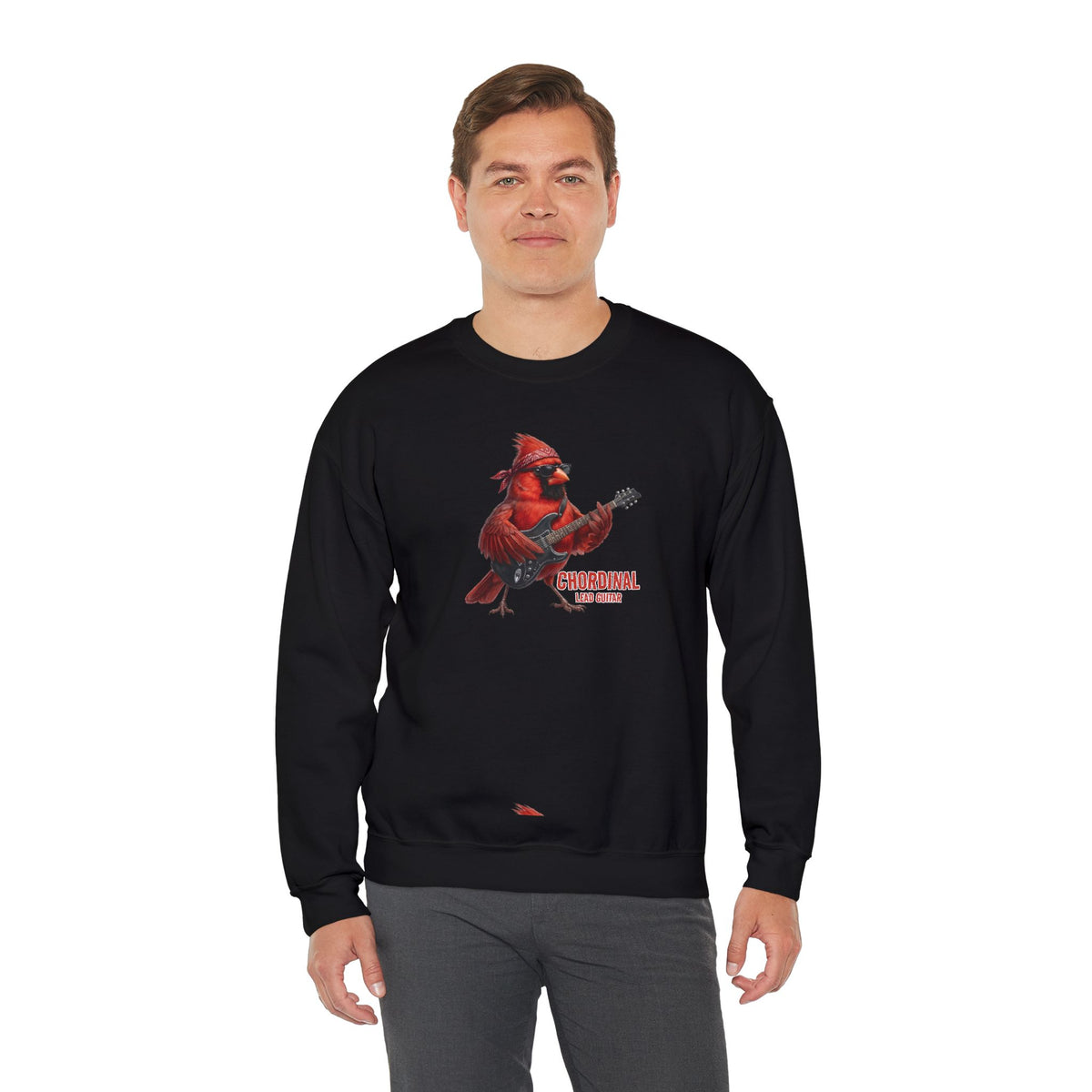The Chordinal Lead Guitar Sweatshirt – Backyard Birds – Animal Lover Gift and Avian Enthusiast style