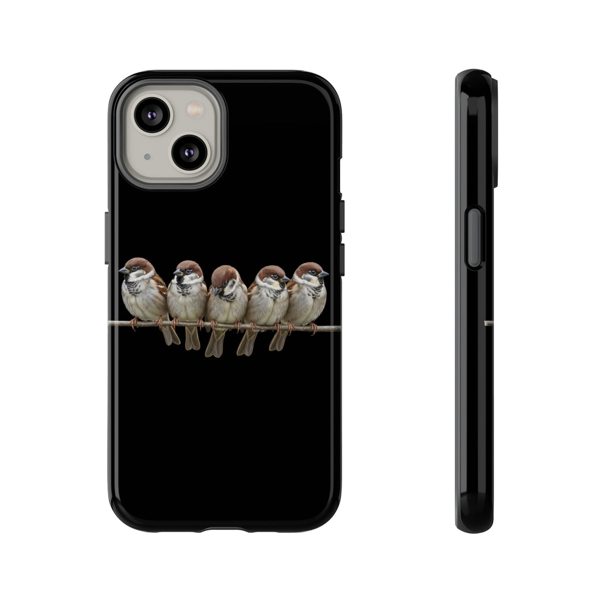 Codirosso su un ramo Cover premium per cellulare – Doppia protezione e stampa integrale, nera