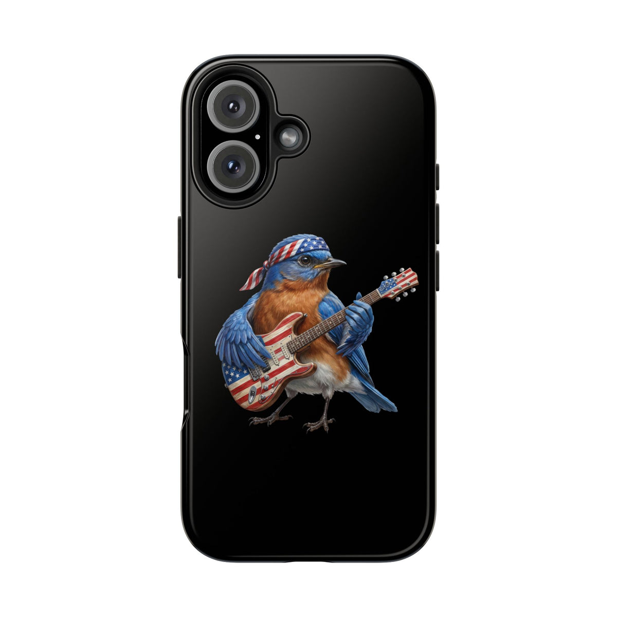 Bluebird with Guitar iPhone Case – Premium Tough Phone Cover Black