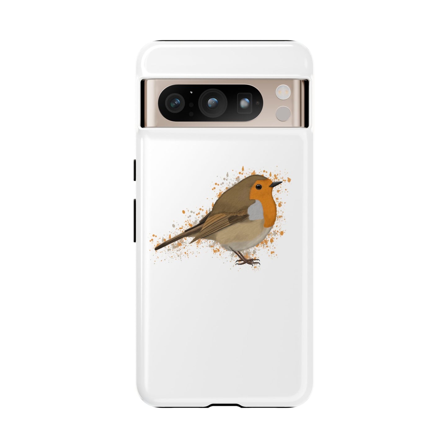 Rotkehlchen Vogel iPhone & Google Pixel Vogelmotiv Handyhülle Weiß