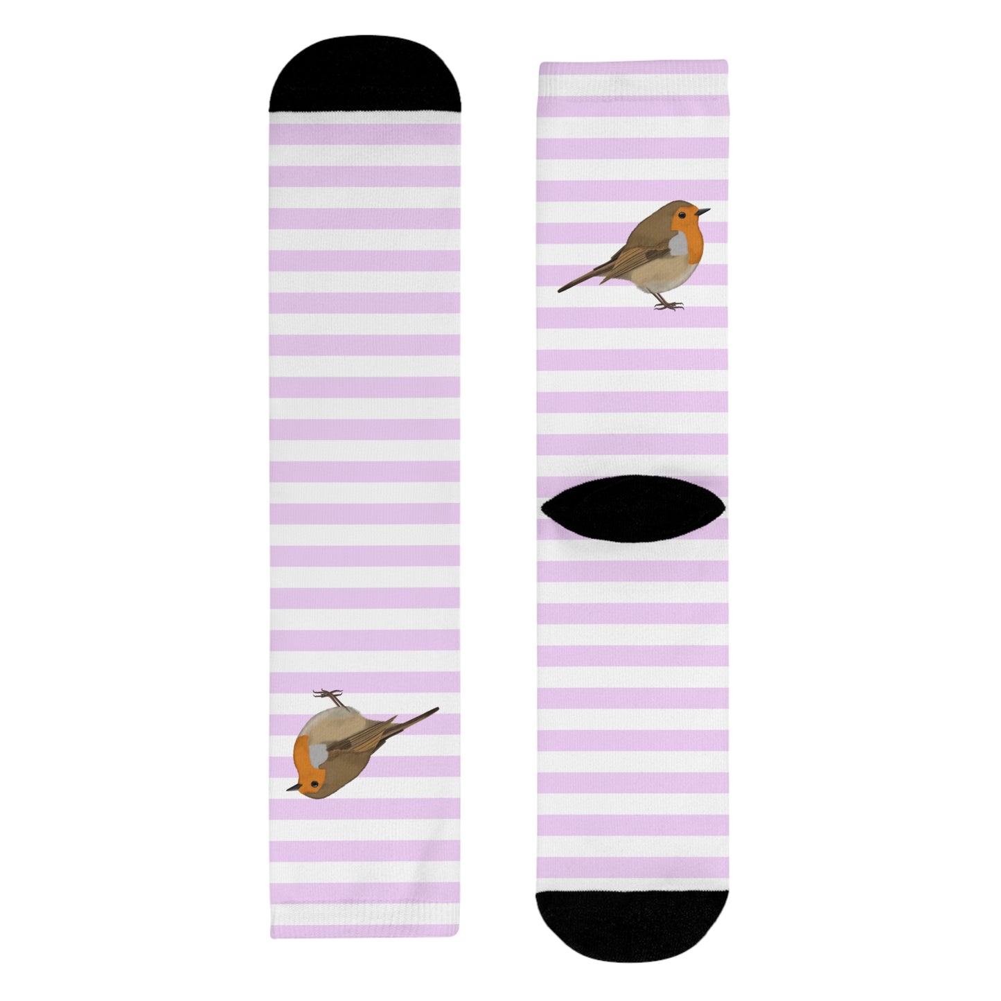 Rotkehlchen Vogel Socken mit Rosa Weißen Streifen für Vogelfreunde & Vogelbeobachter