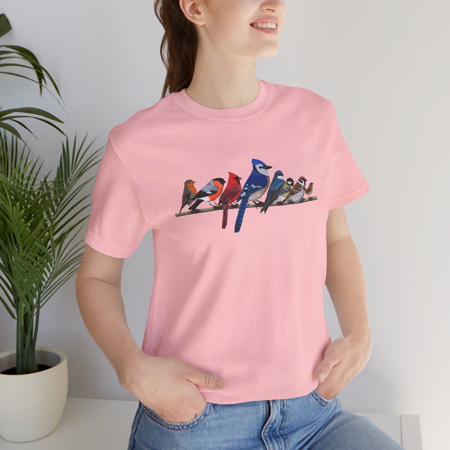 Blue Jay Cardinal Robin Garden Birds on a Branch Birding & Birdwatching Bird T-Shirt