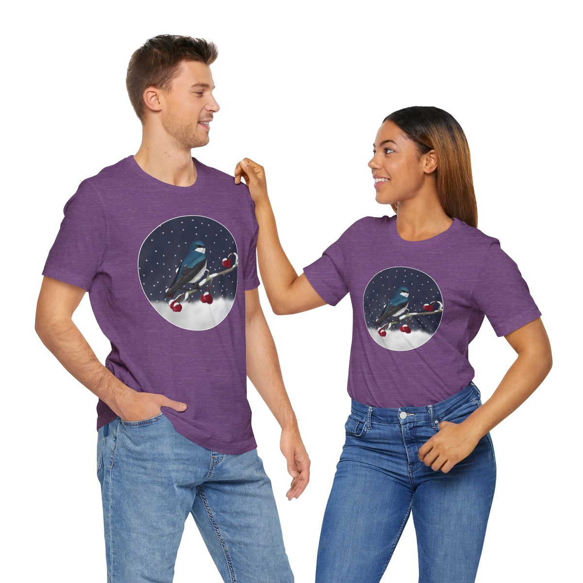 Tree Swallow on a Winter Branch Birdwatcher Christmas Bird T-Shirt
