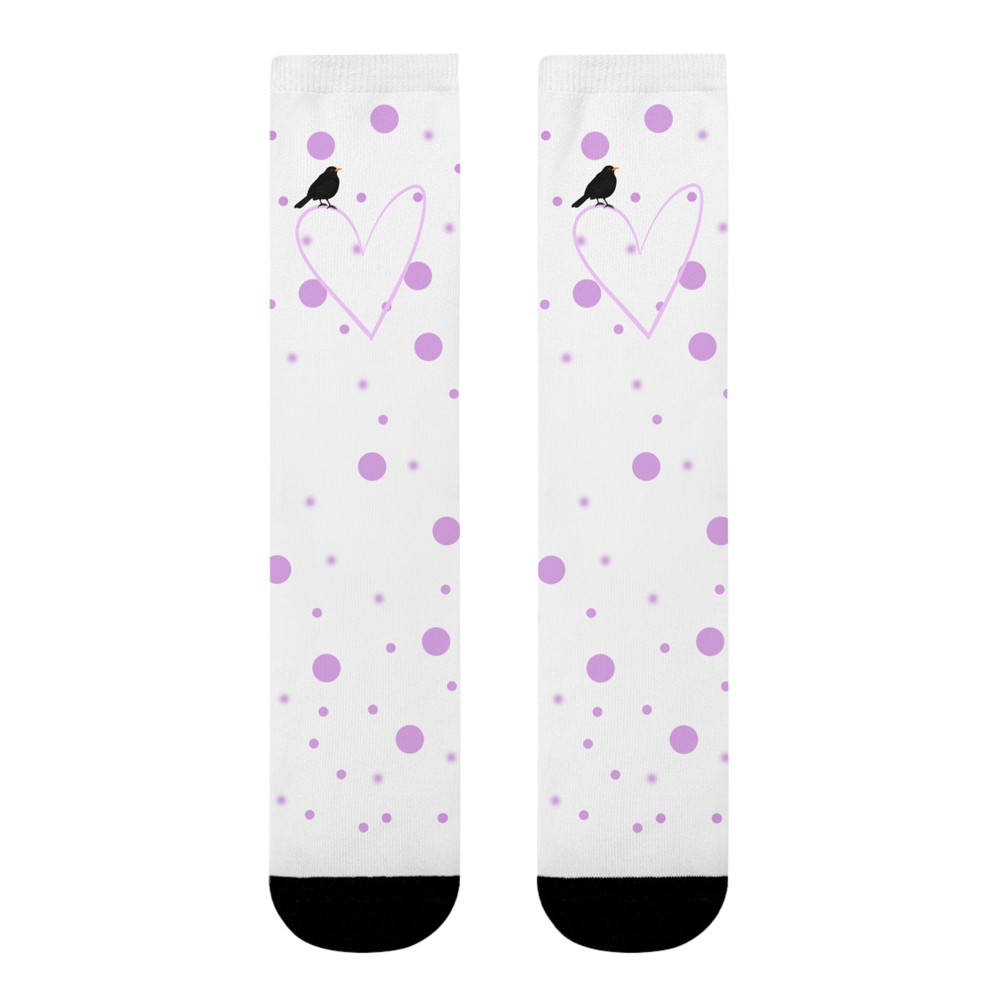 Amsel Vogel Socken mit Rosa Herz und Punkten Valentinstag