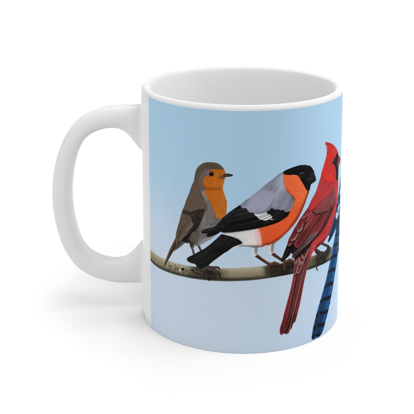 Garden Birds on a Branch Ceramic Mug 11oz - jz.birds