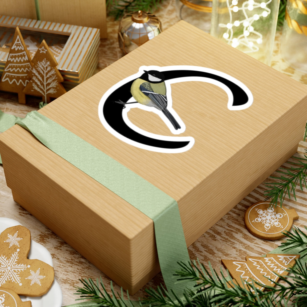 Chickadee Letter C Bird Kiss-Cut Sticker