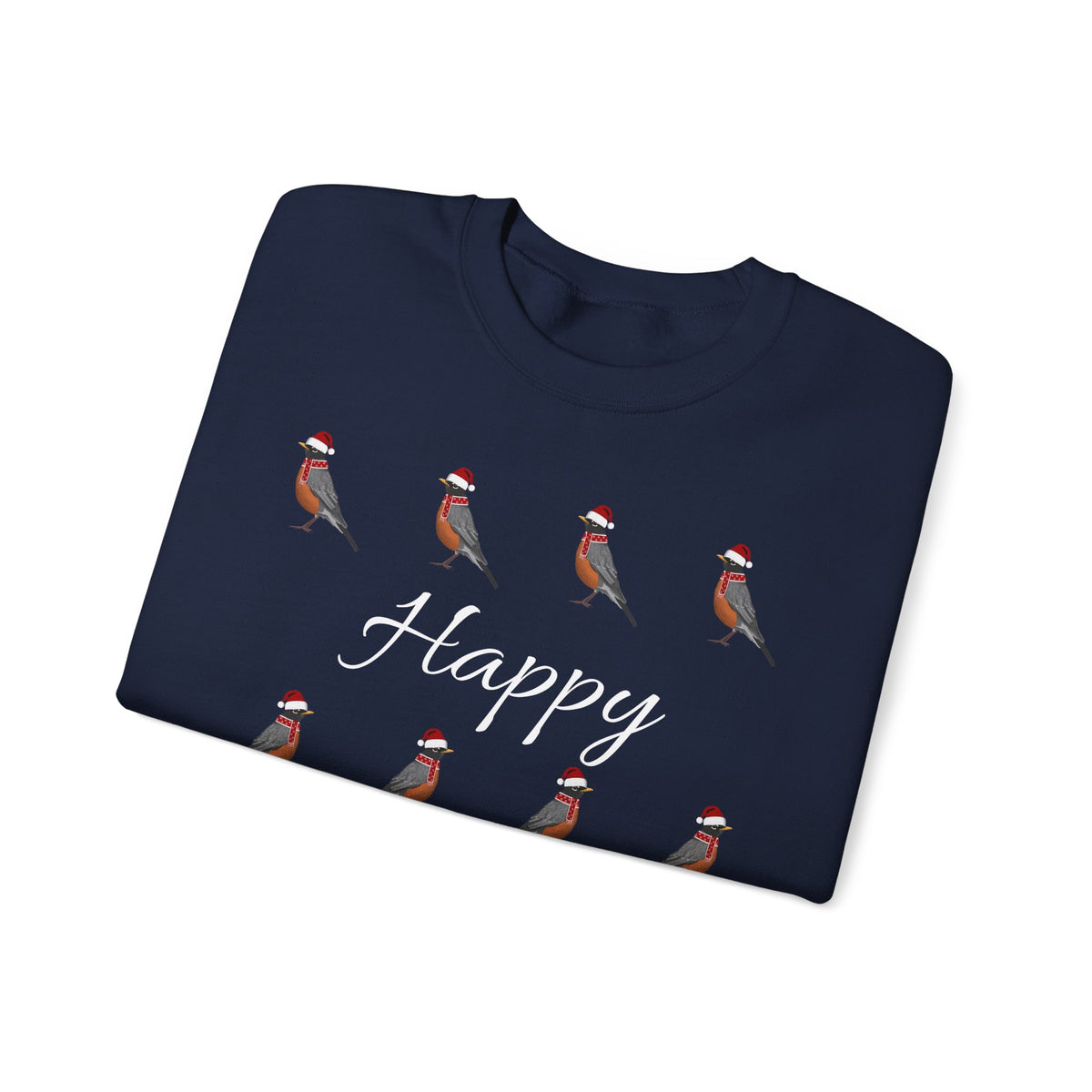 Robin as Santa with Hat and Scarf Happy Holidays Birdwatcher Christmas Bird Sweatshirt