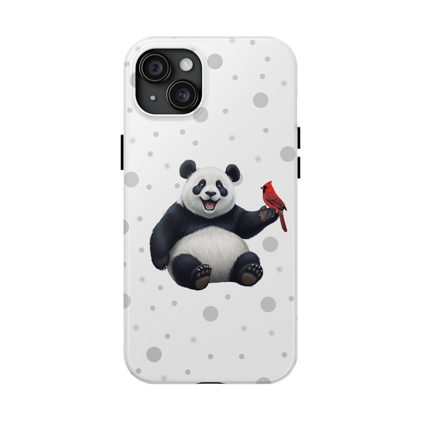 Cute Panda Bear with a Cardinal Animal iPhone Case - Dual-Layer PC/TPU Protective Cover for iPhone