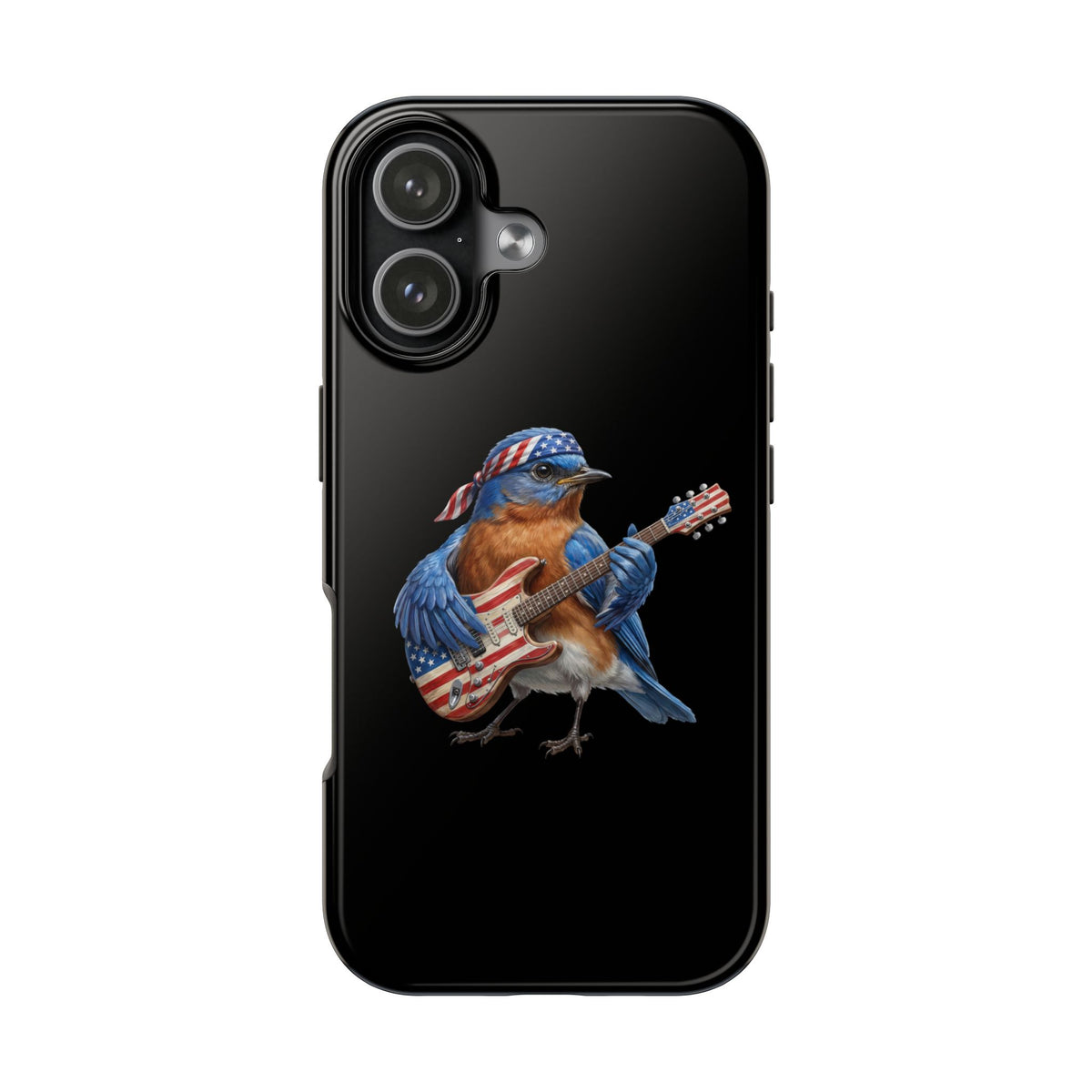 Bluebird with Guitar iPhone Case – Premium Tough Phone Cover Black