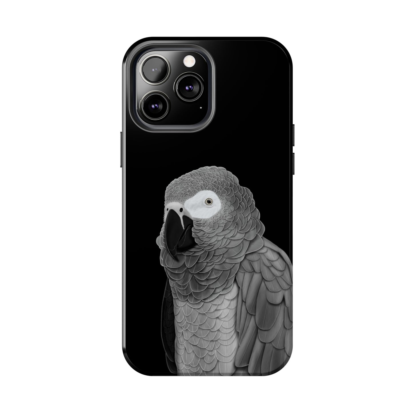 Grey Parrot Bird Art Tough Phone Case Black