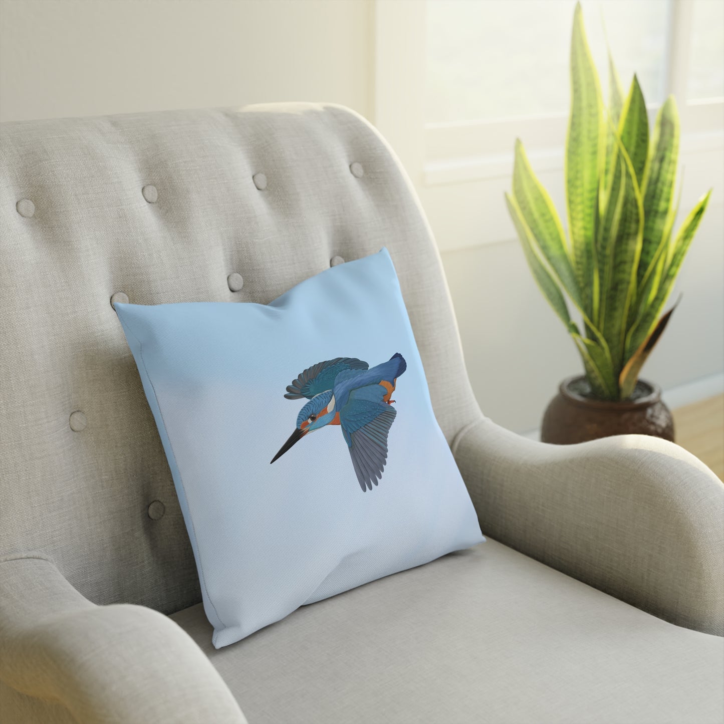 Eisvogel Vogel Kissen Blau – Dekokissen mit Vogelmotiv für Vogelliebhaber und Vogelbeobachter