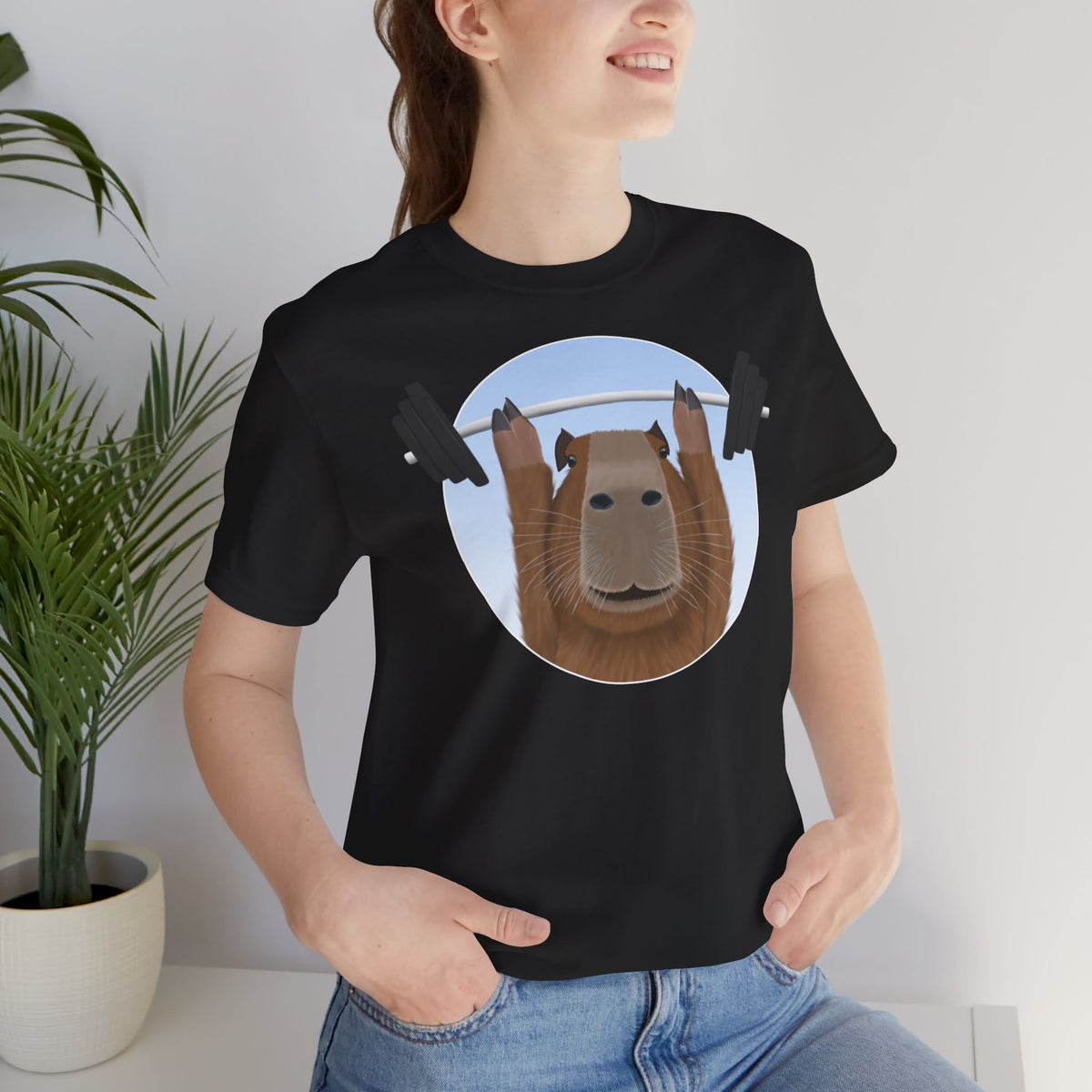 Capybara mit Hantel Gym Workout T-Shirt