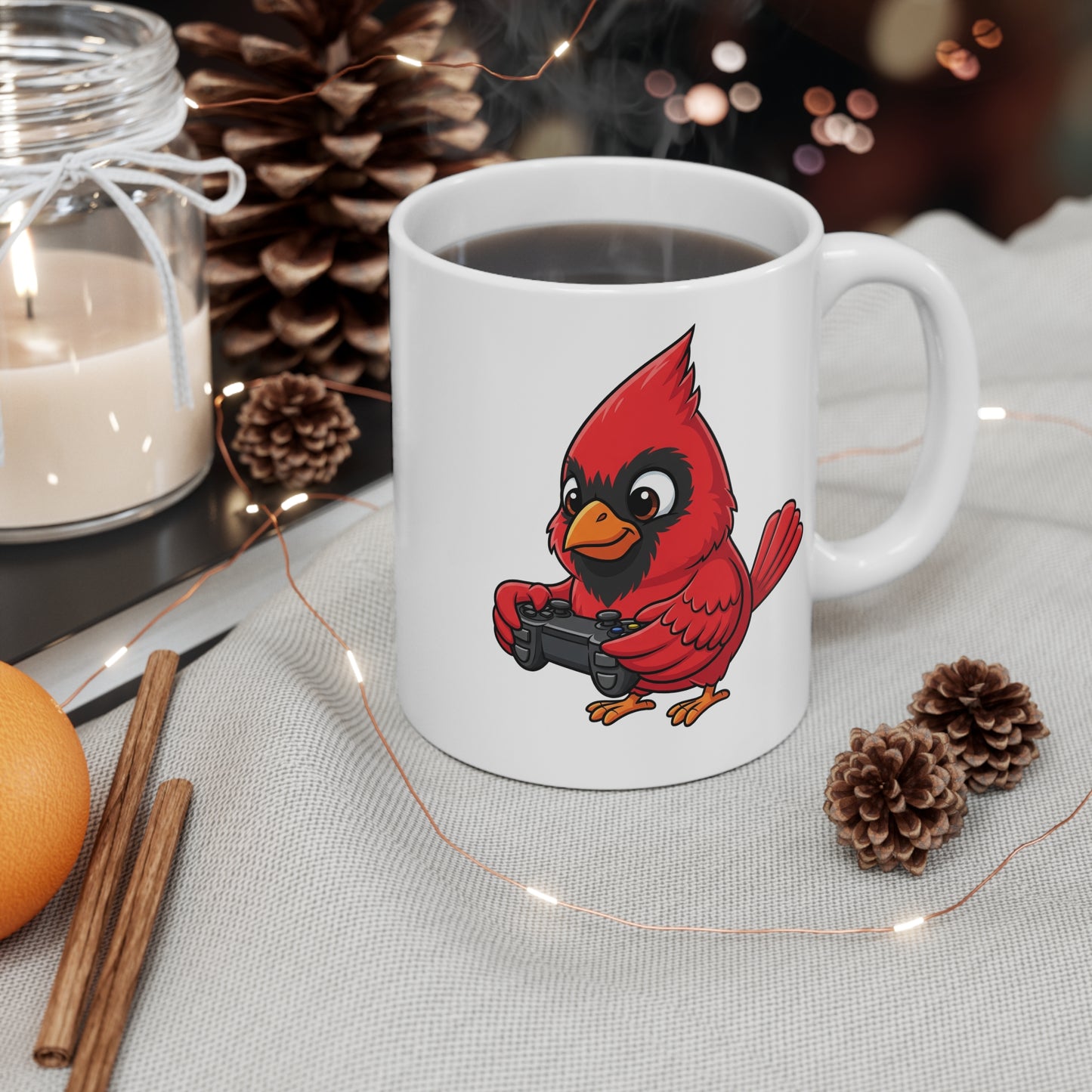 Cardinal with Controller Video Games Gaming Bird Mug 11oz