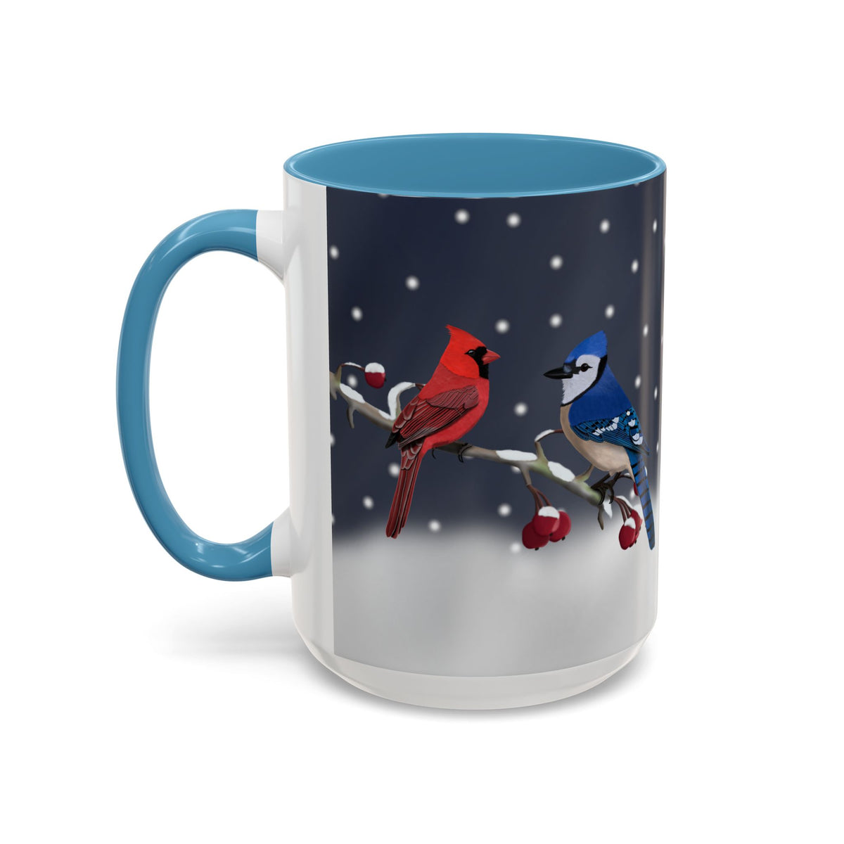 Blue Jay and Cardinal Bird Coffee Mug | Ceramic Christmas Gift for Bird Lovers