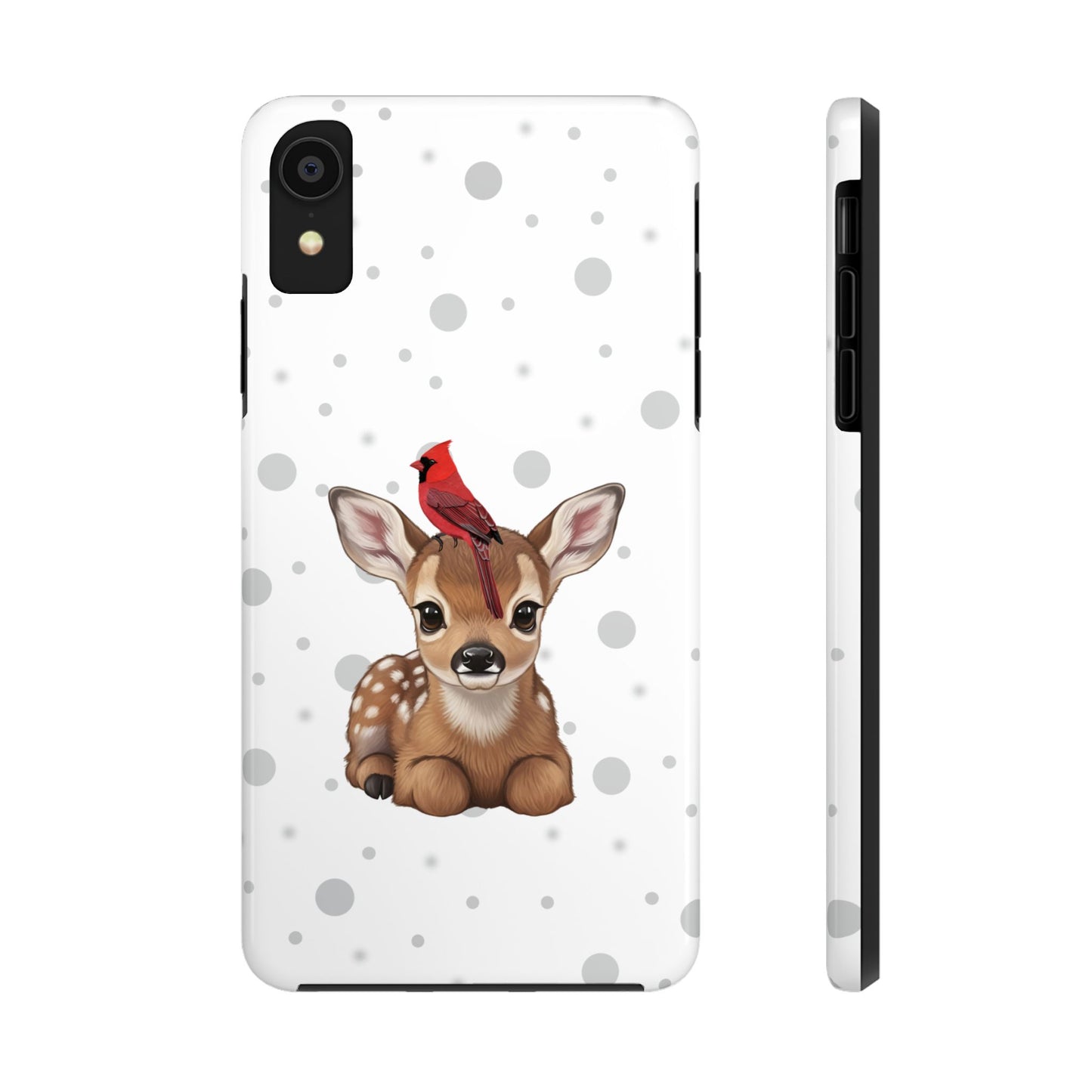 Cute Fawn with a Cardinal Animal iPhone Case - Dual-Layer PC/TPU Protective Cover for iPhone