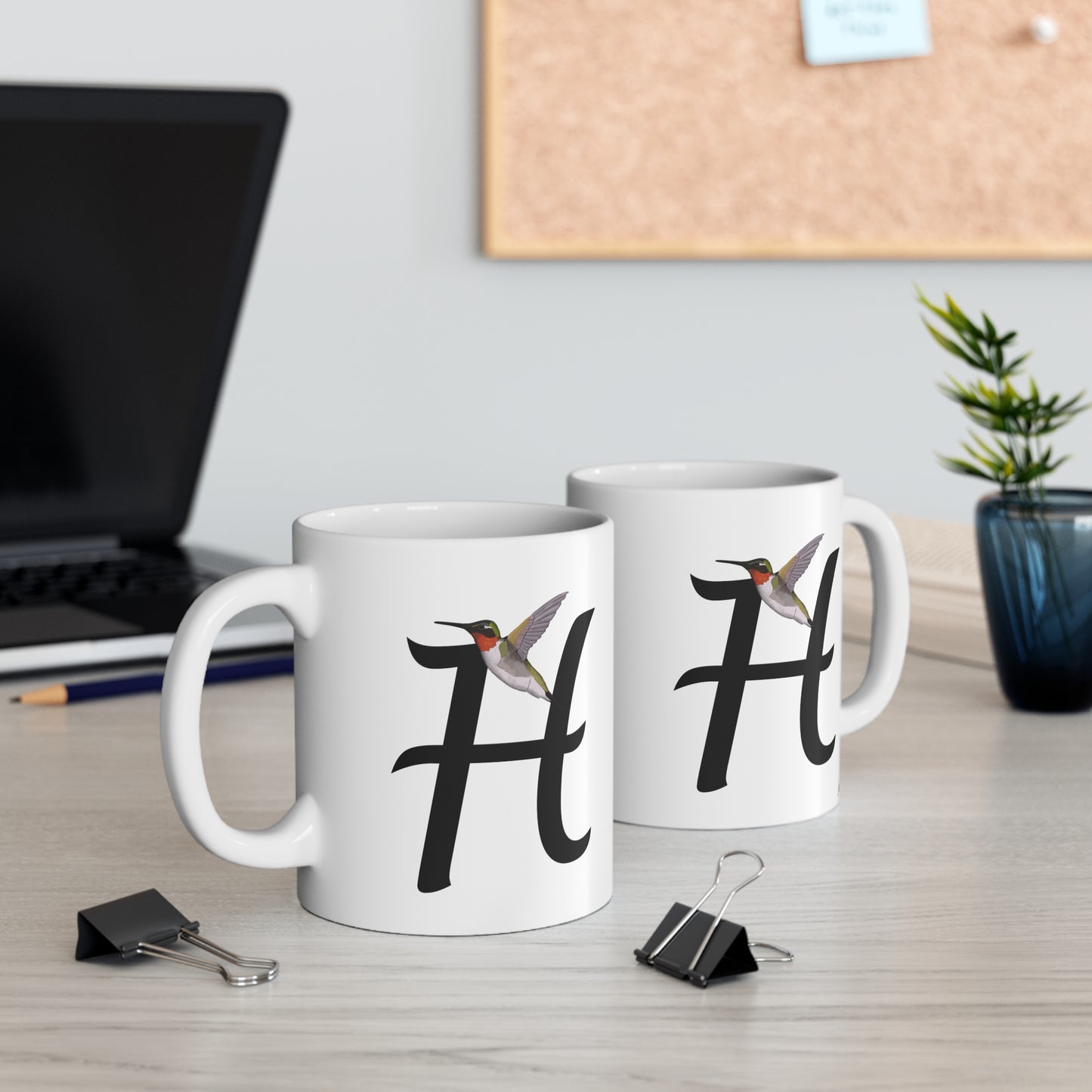 Hummingbird Letter H Bird Ceramic Mug 11oz White