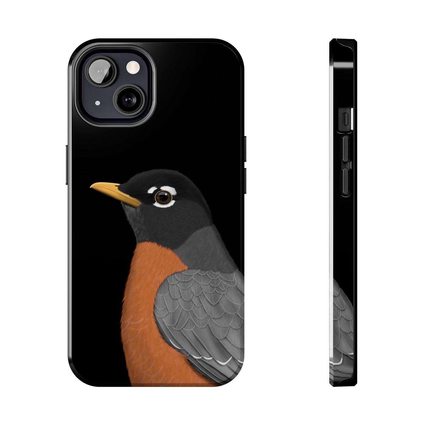 Robin Bird Art Tough Phone Case Black