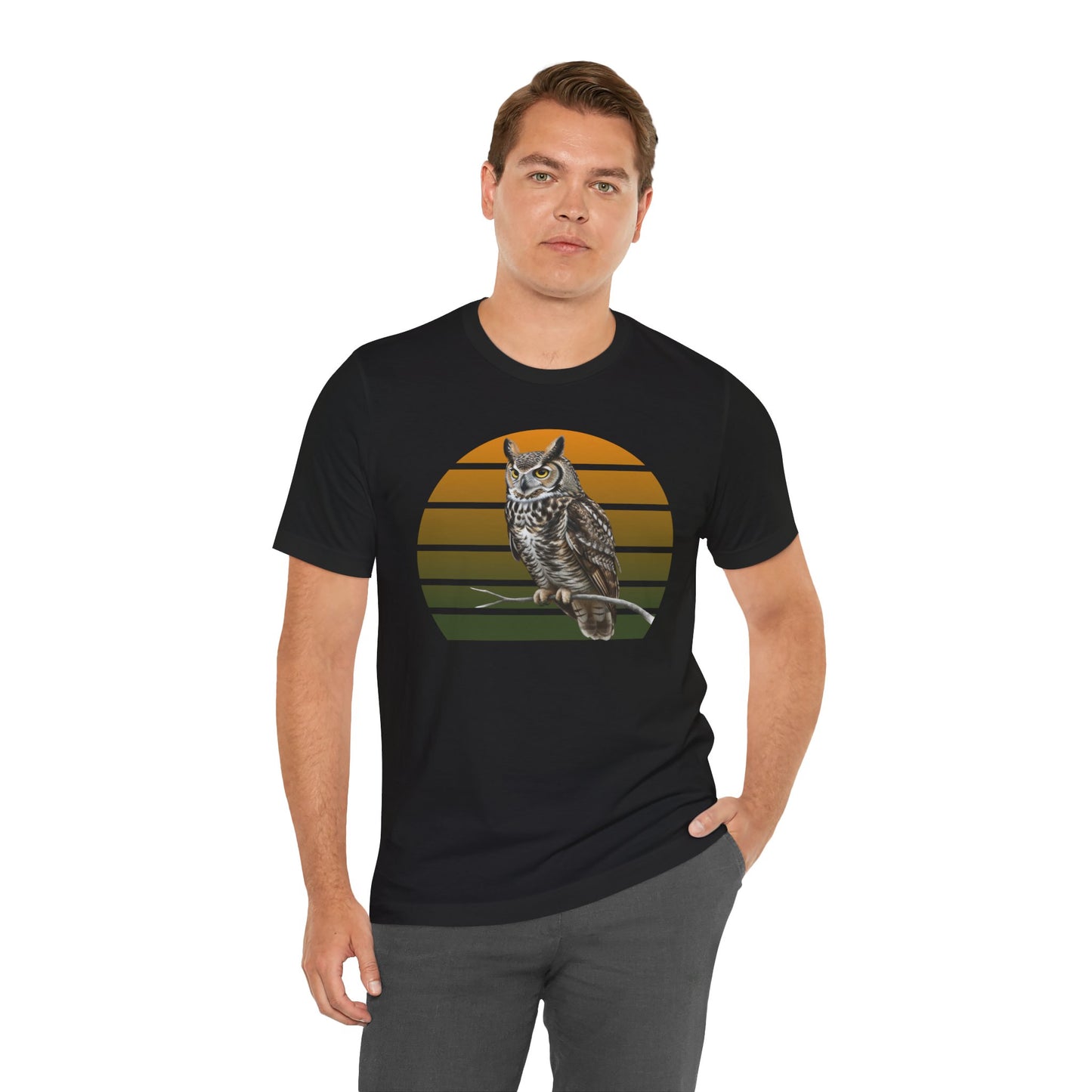 Great Horned Owl T-Shirt | Bird Lover & Birder Retail Fit Apparel | Unisex Wildlife Raptor Tee