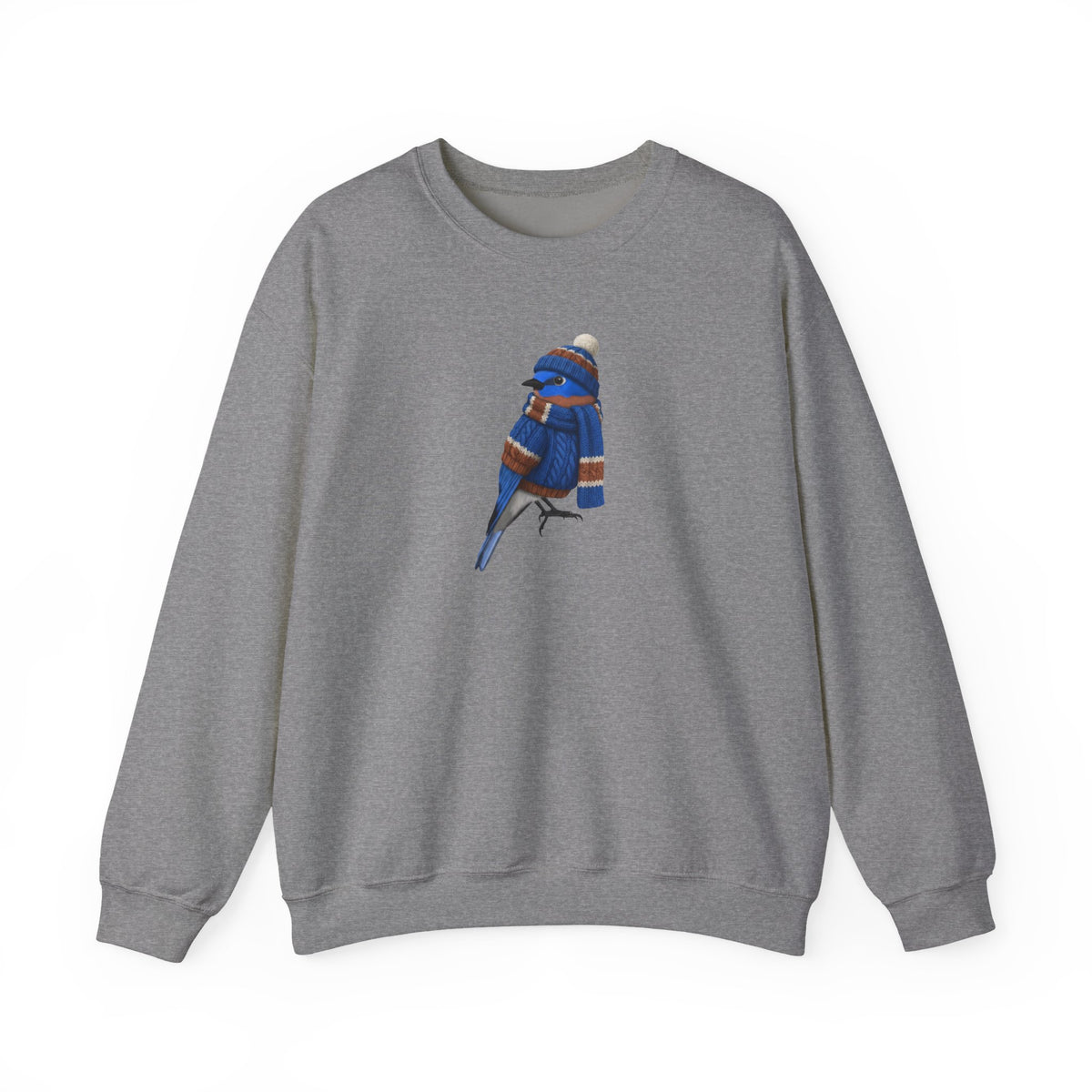 Bluebird Winter Sweatshirt | Bird Watcher Crewneck Unisex Songbirds Wearing Knit Gift for Lovers – Animal Lover Cozy