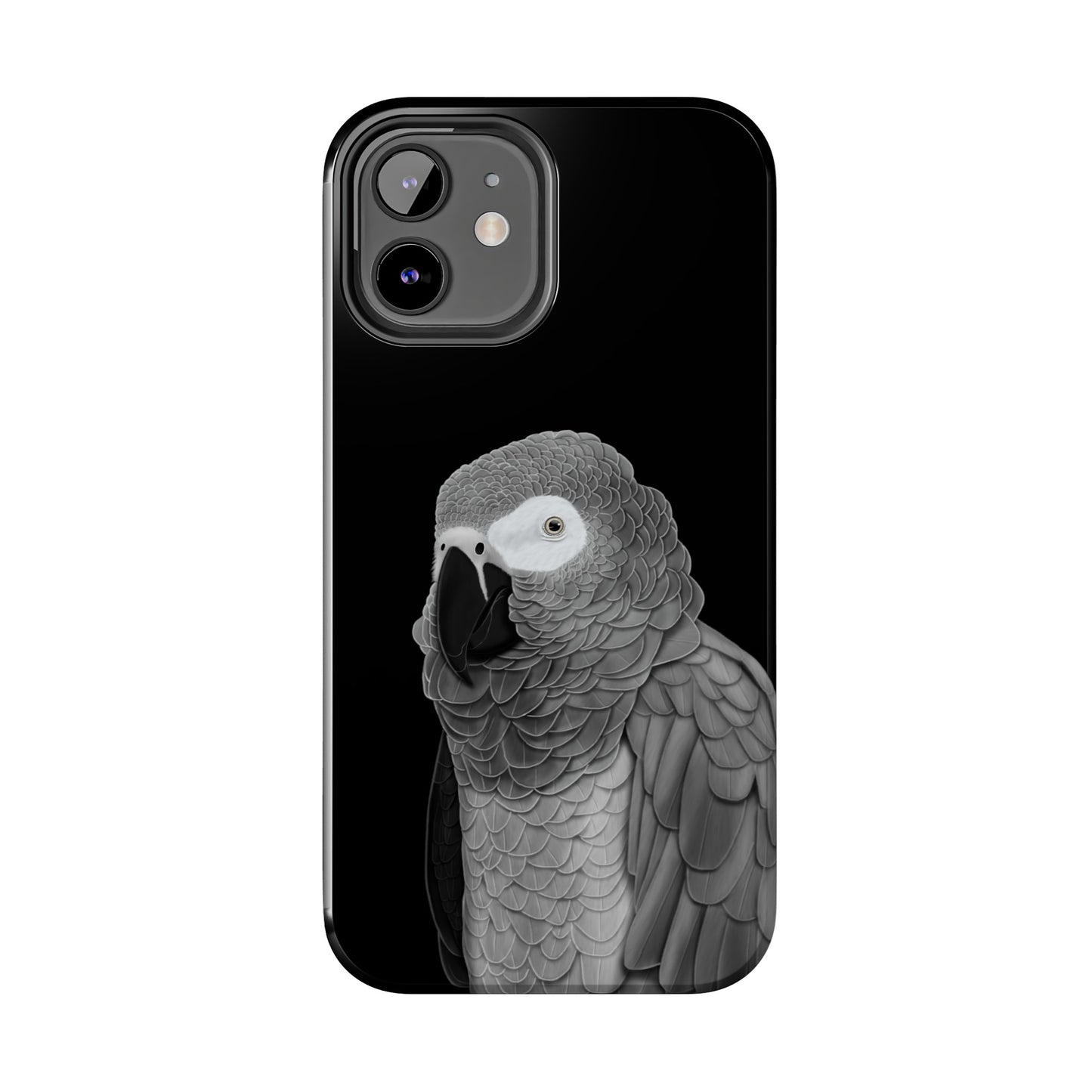 Grey Parrot Bird Art Tough Phone Case Black